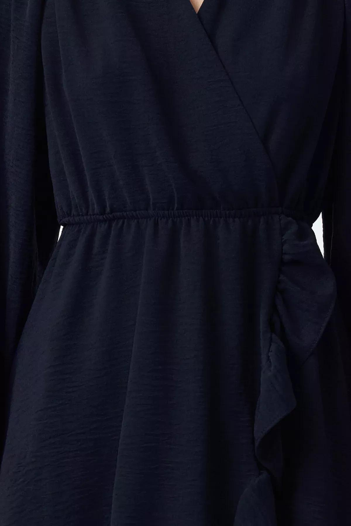 Navy Belted Mini Flounce Dress, , large image number 2