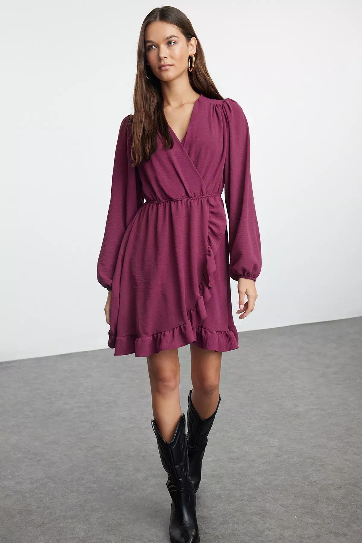 Purple Belted Mini Dress, , large image number 0