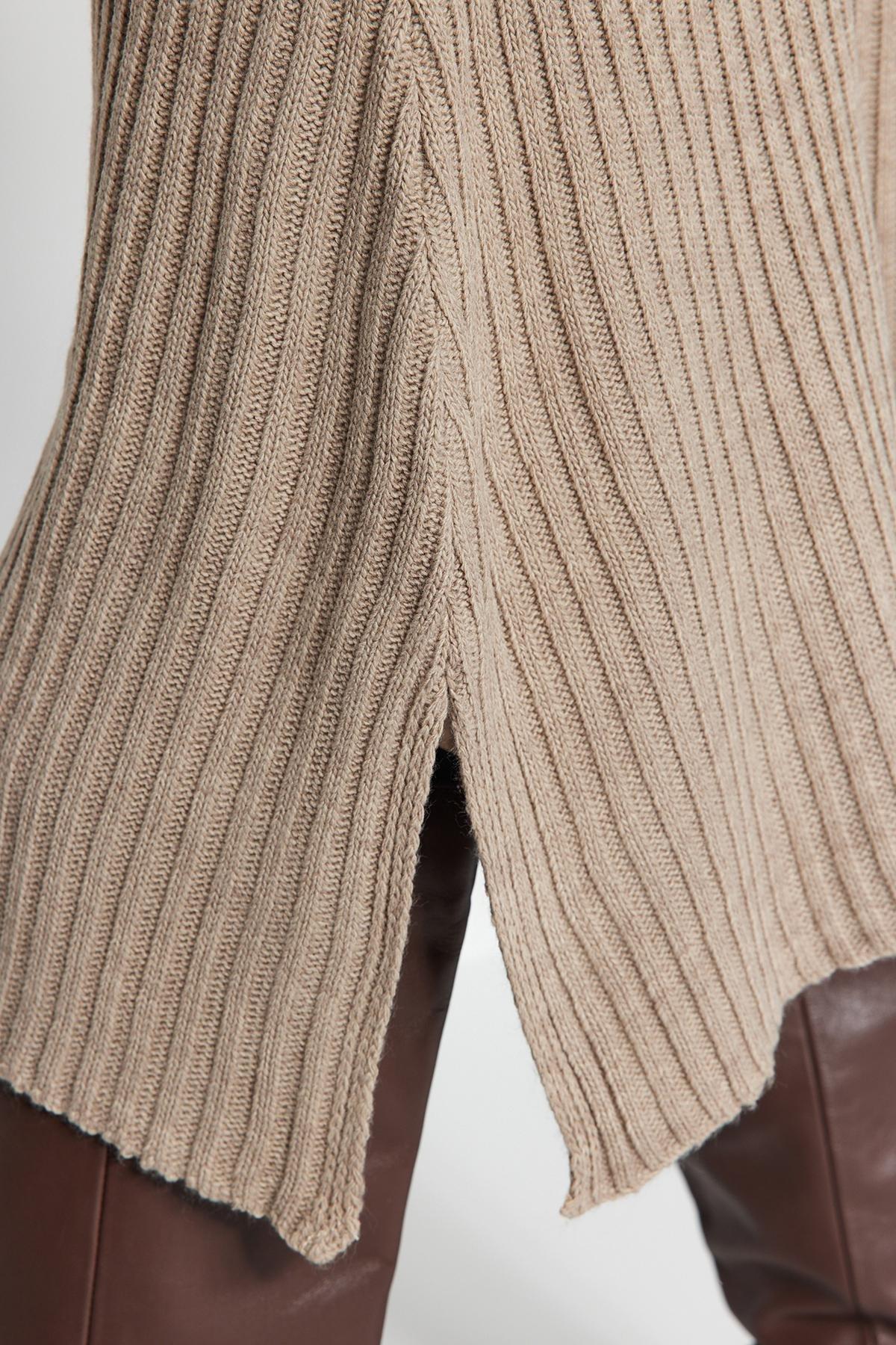 Beige Midi Knitwear Dress, , large image number 4