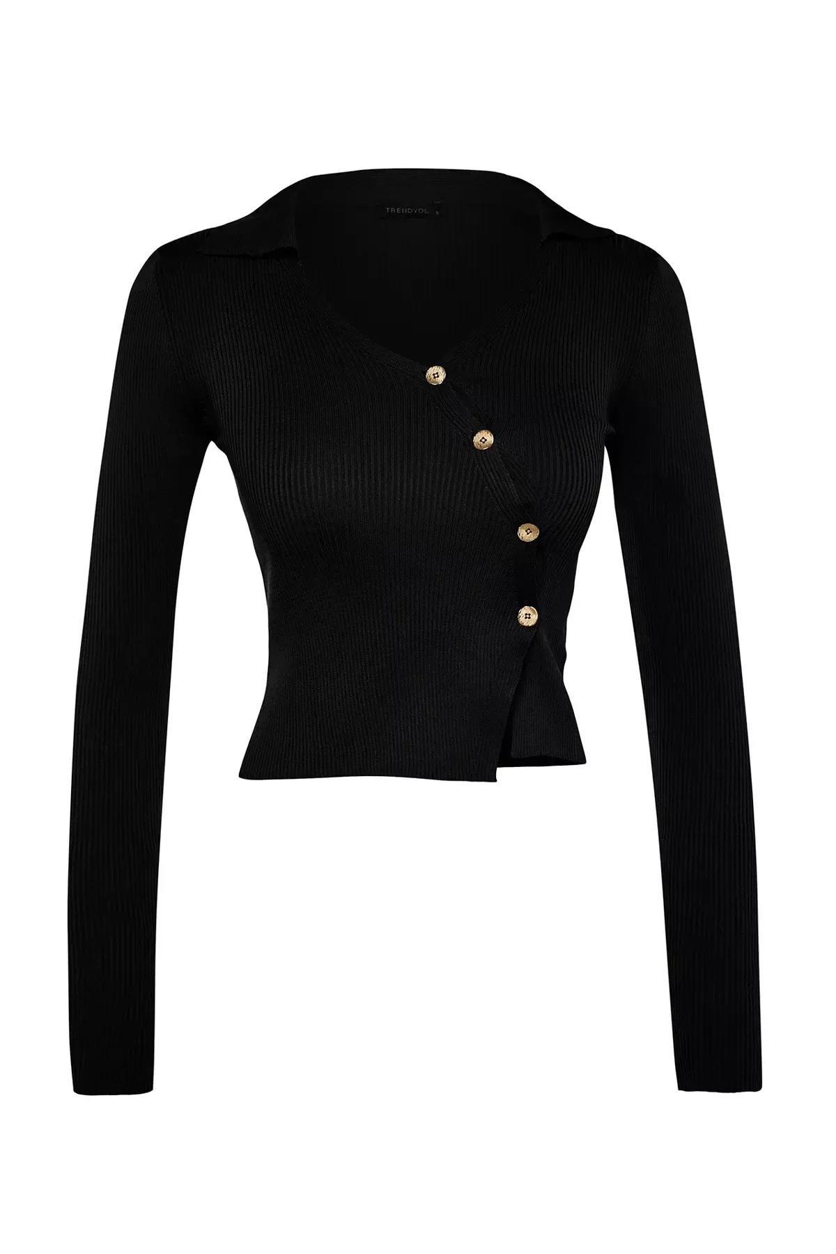 Black Polo Neck Knitwear Sweater, BLACK, large image number 5