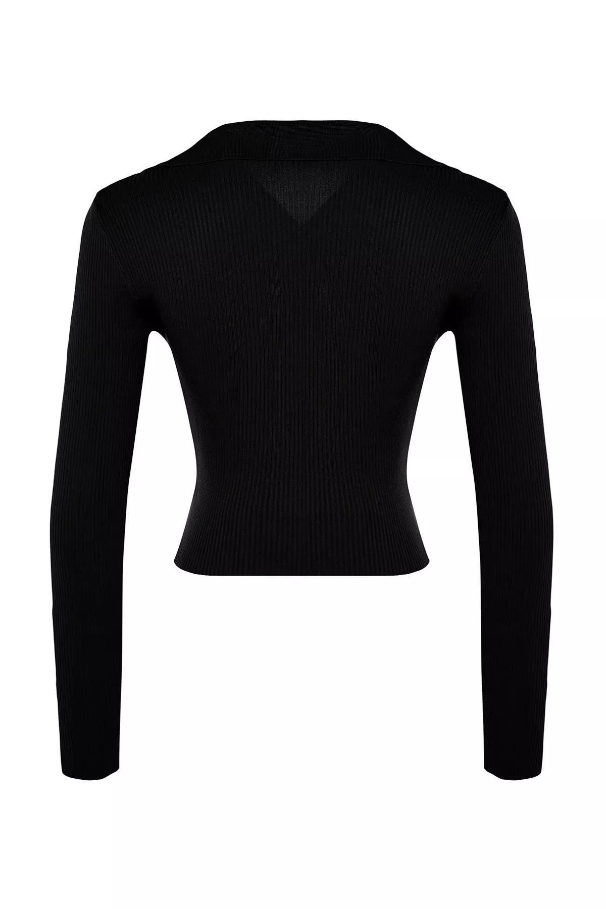 Black Polo Neck Knitwear Sweater, BLACK, large image number 7