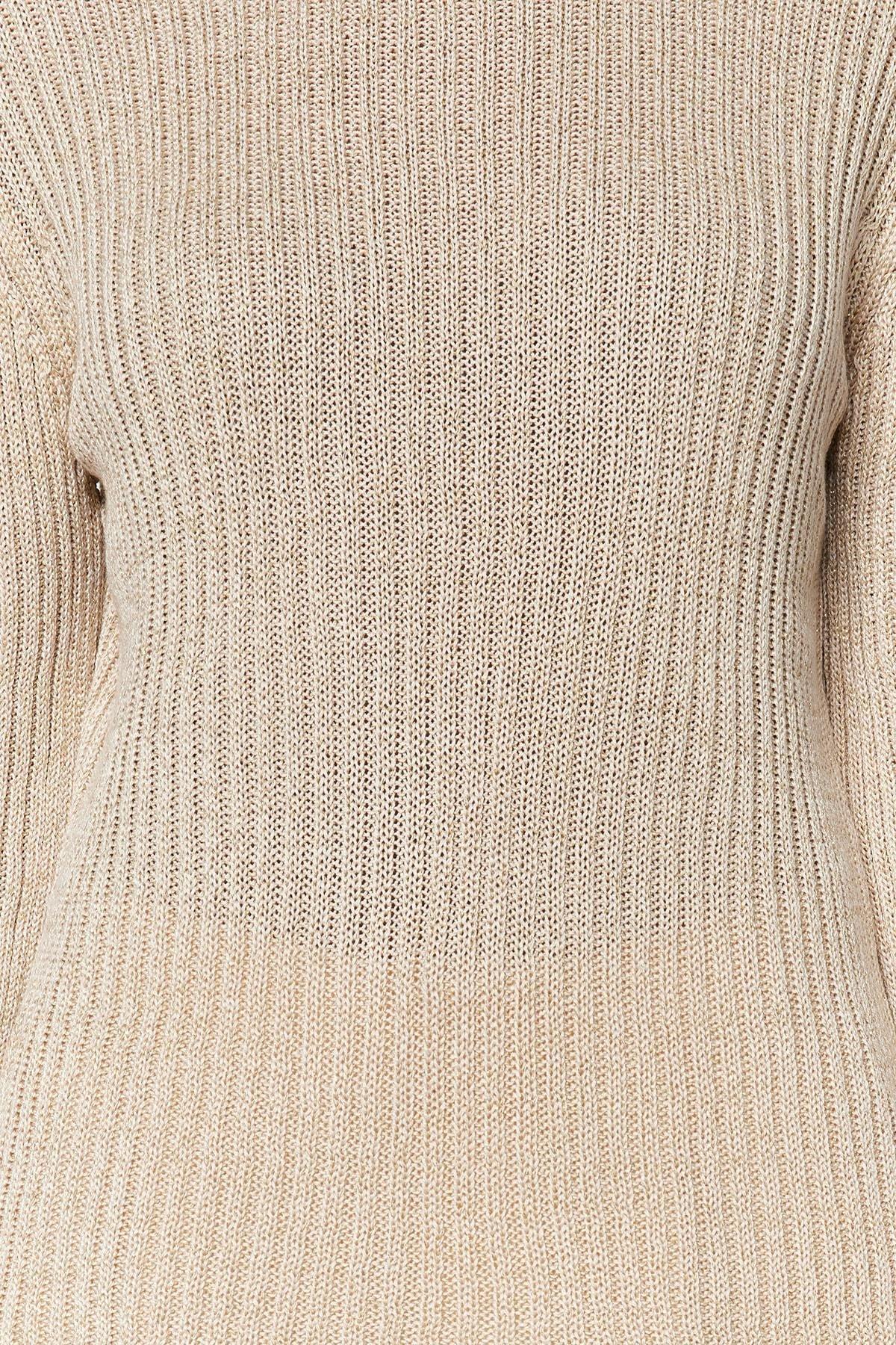 Trendyol - Grey Glittery Crewneck Knitwear Sweater