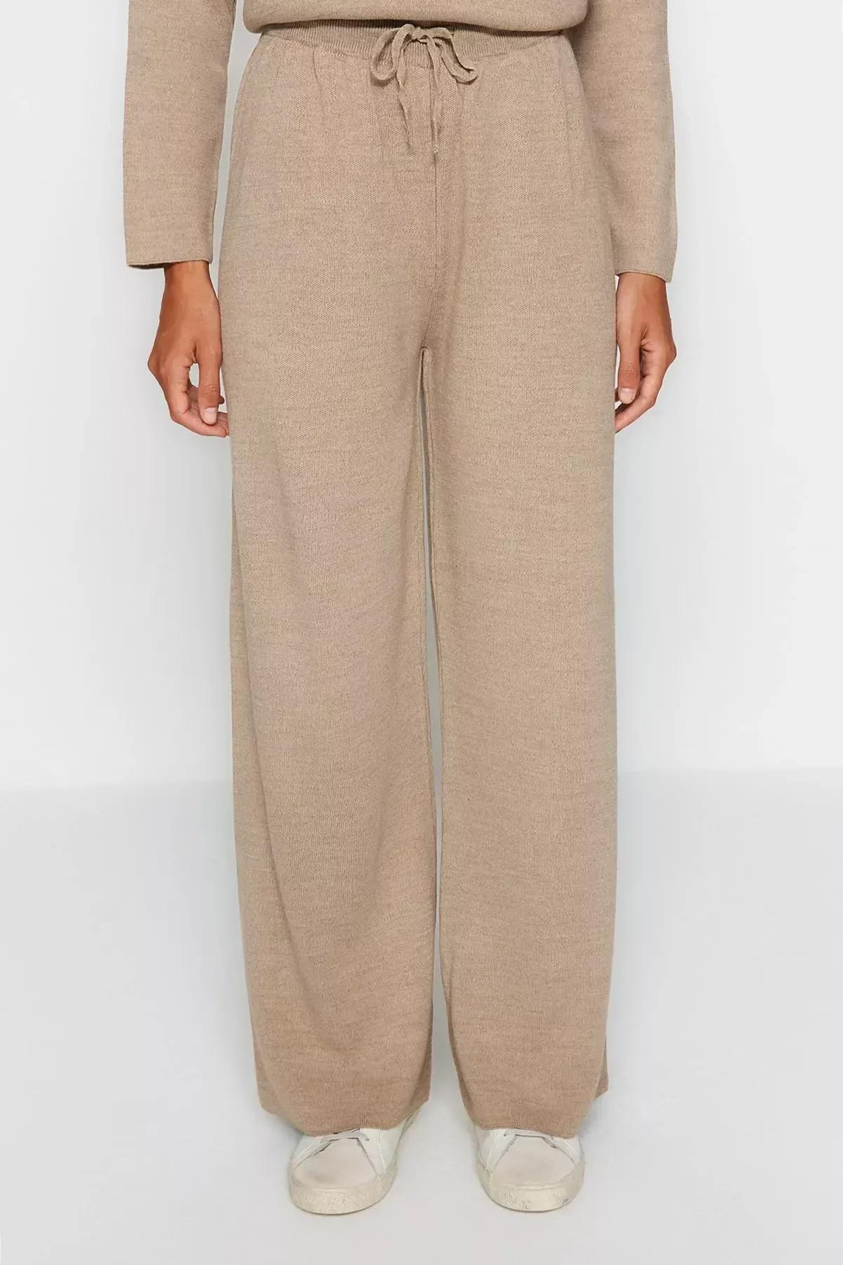 Beige Buttoned Knitted Co-Ord Set, Mink, large image number 5