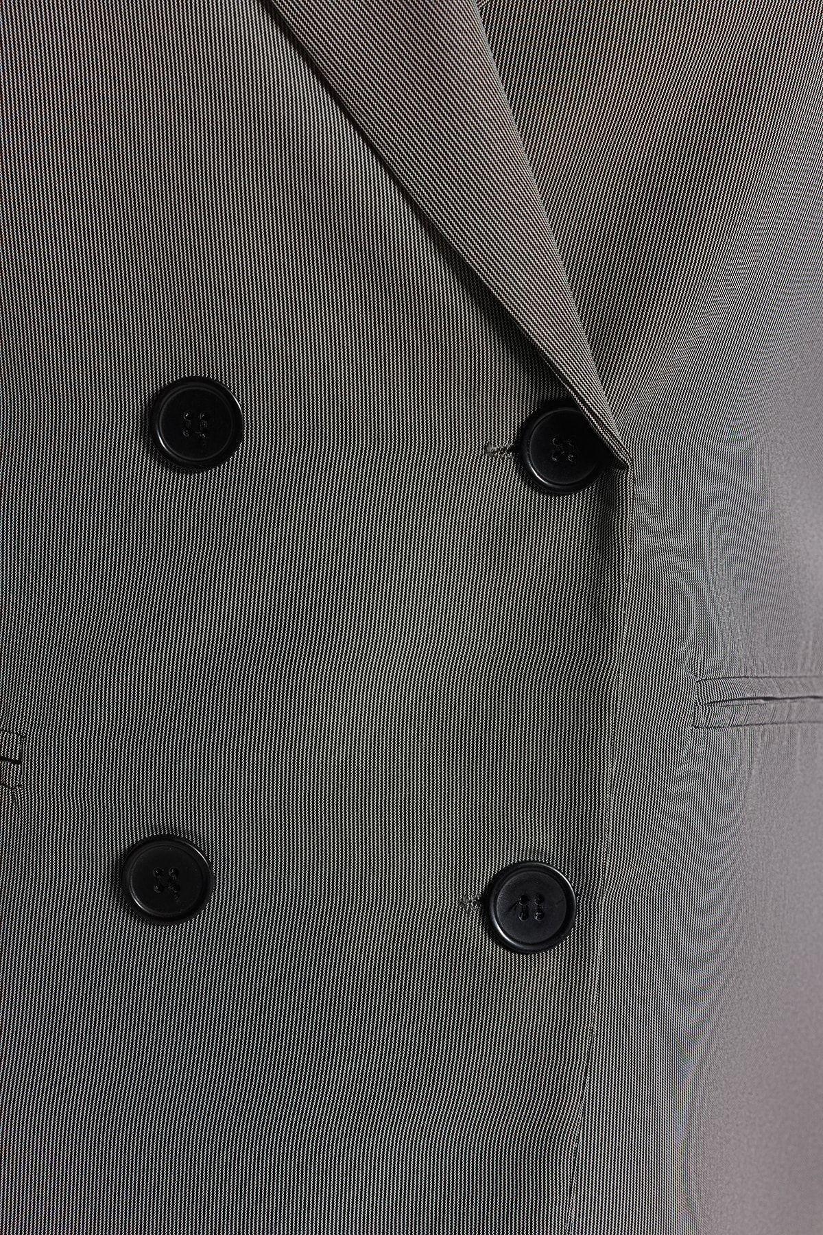 Grey Double Breasted Closure Blazer Jacket, , large image number 3