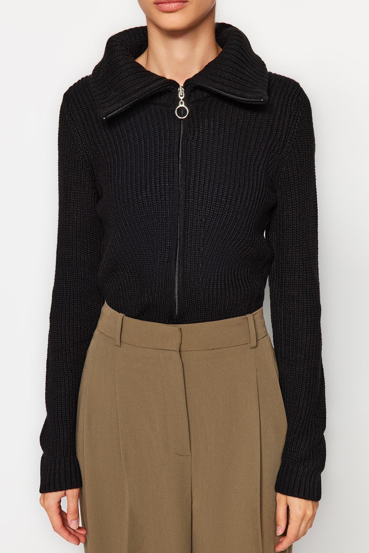 Black Fastener Knitwear Bodysuit, , large image number 3