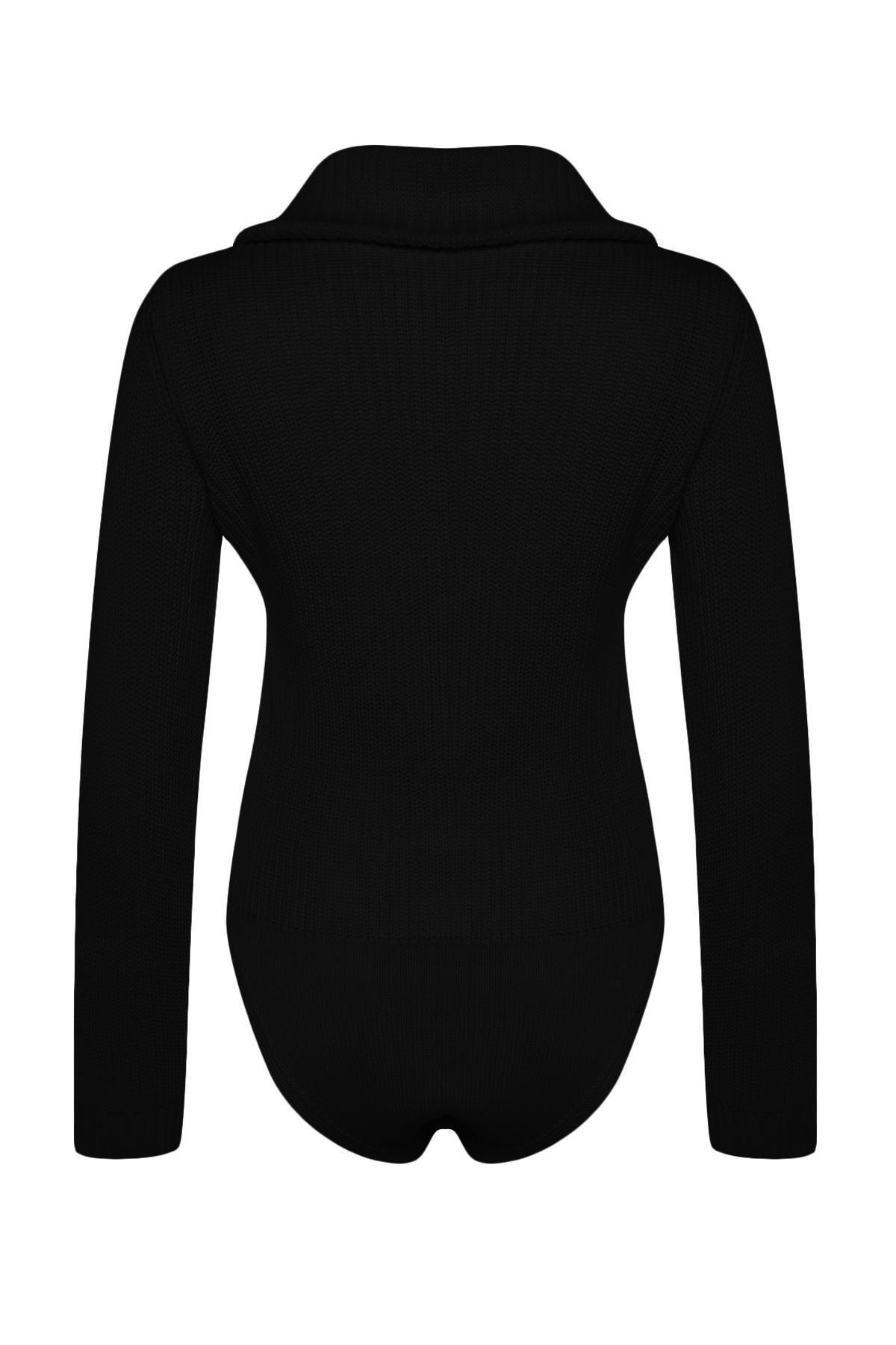 Black Fastener Knitwear Bodysuit, , large image number 7