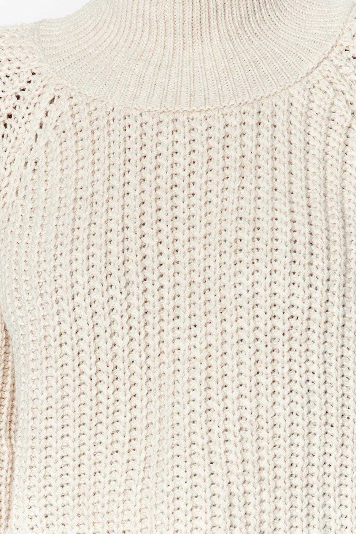 Trendyol - Grey Crop Turtleneck Knitwear Sweater