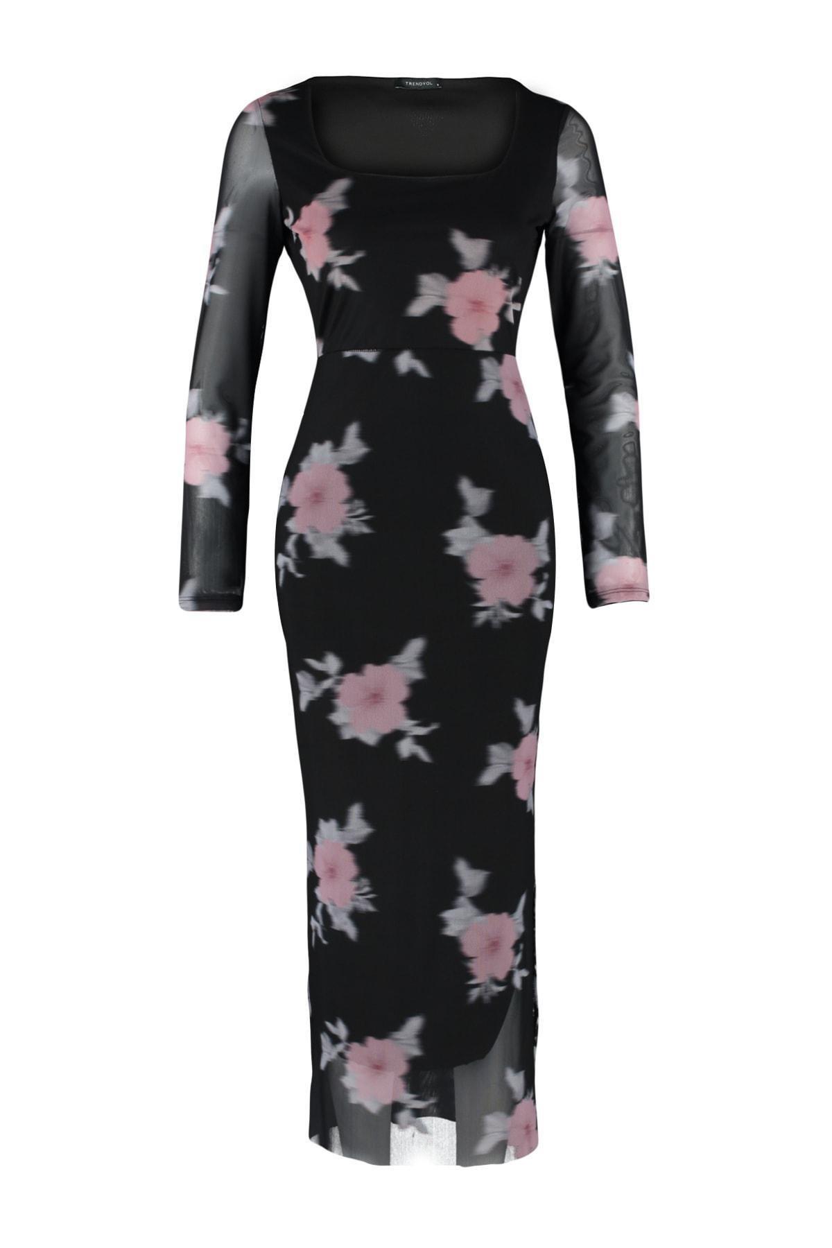 Black Floral Bodycon Dress, , large image number 5