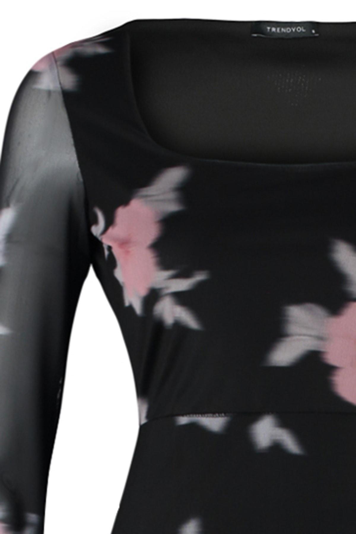 Black Floral Bodycon Dress, , large image number 6