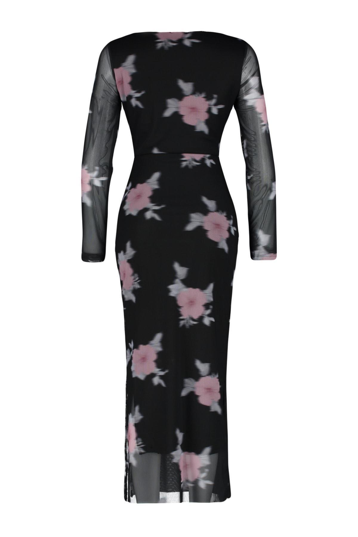Black Floral Bodycon Dress, , large image number 7