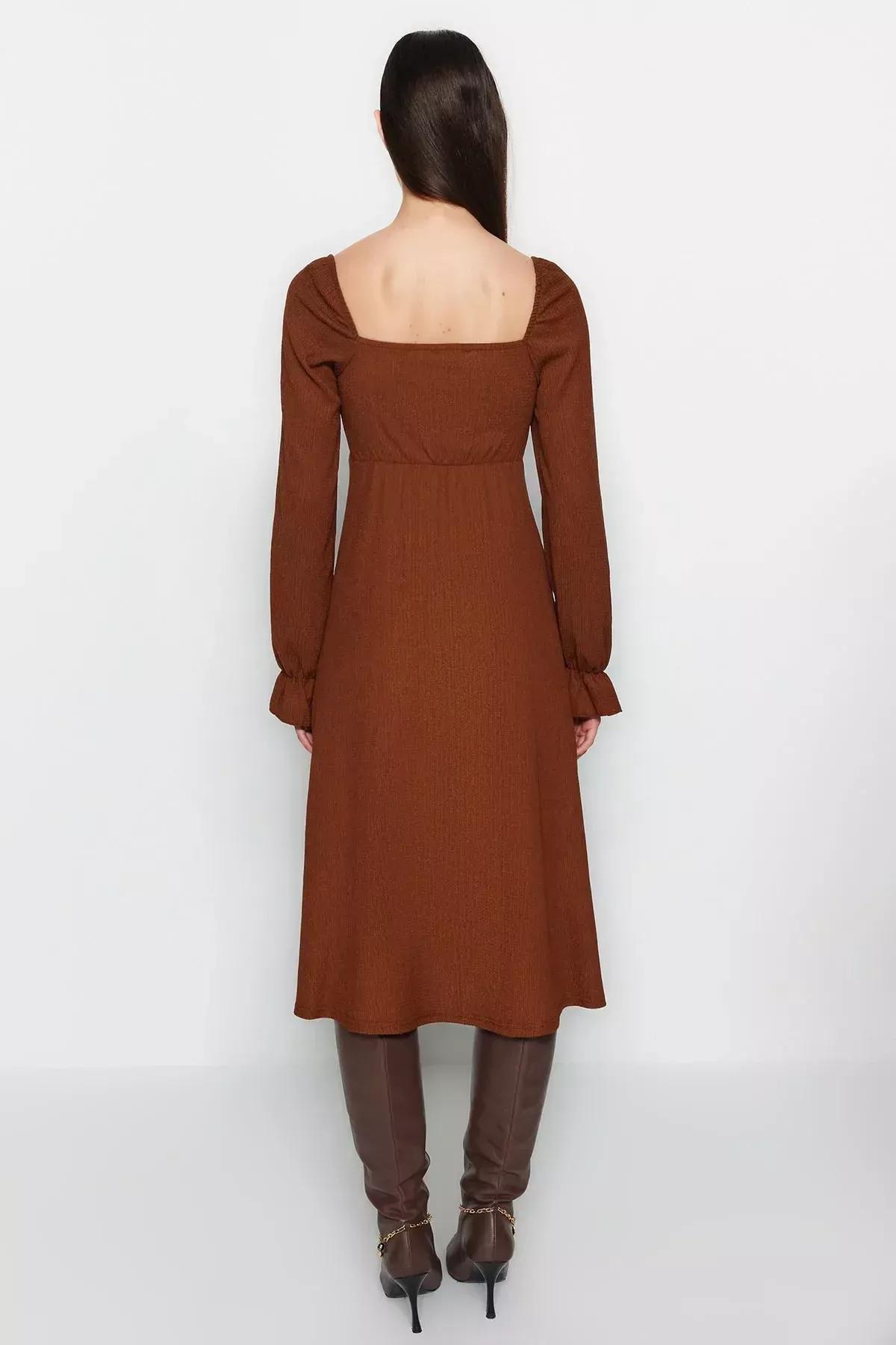 Brown Skater Dress, Brown, large image number 5