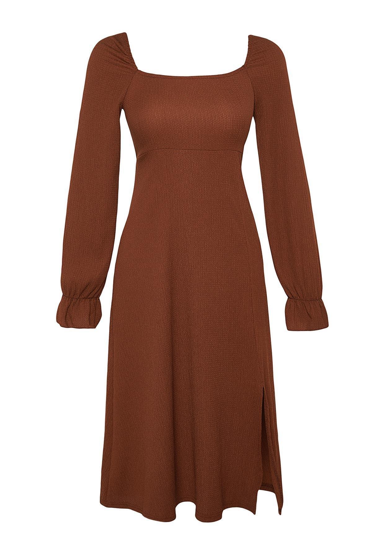 Trendyol - Brown Skater Dress