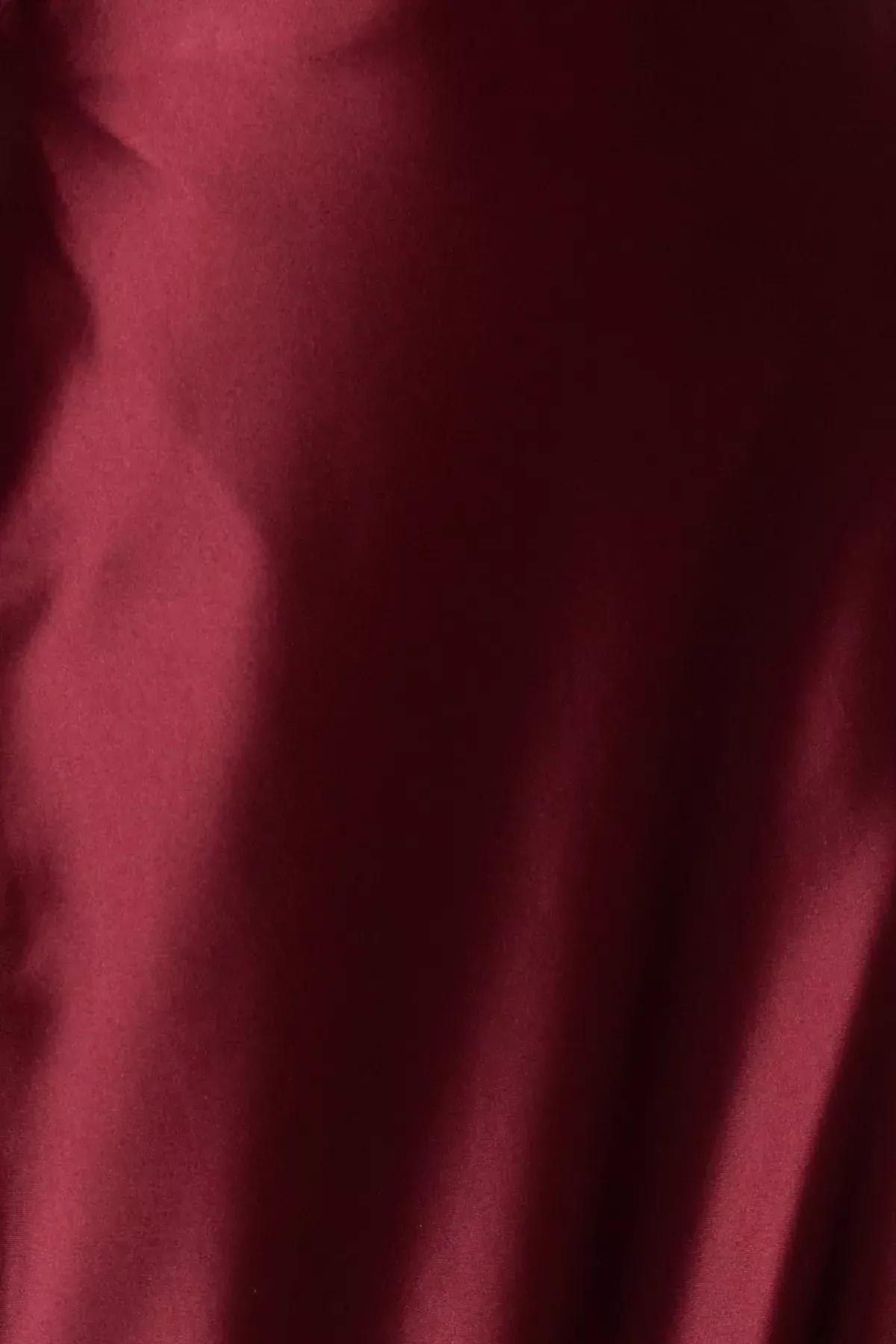 Red Satin A-Line Skirt, Burgundy, large image number 3