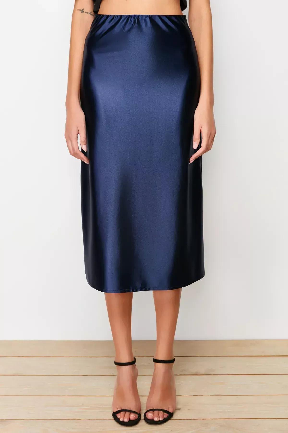 Blue Midi Skirt, , large image number 3