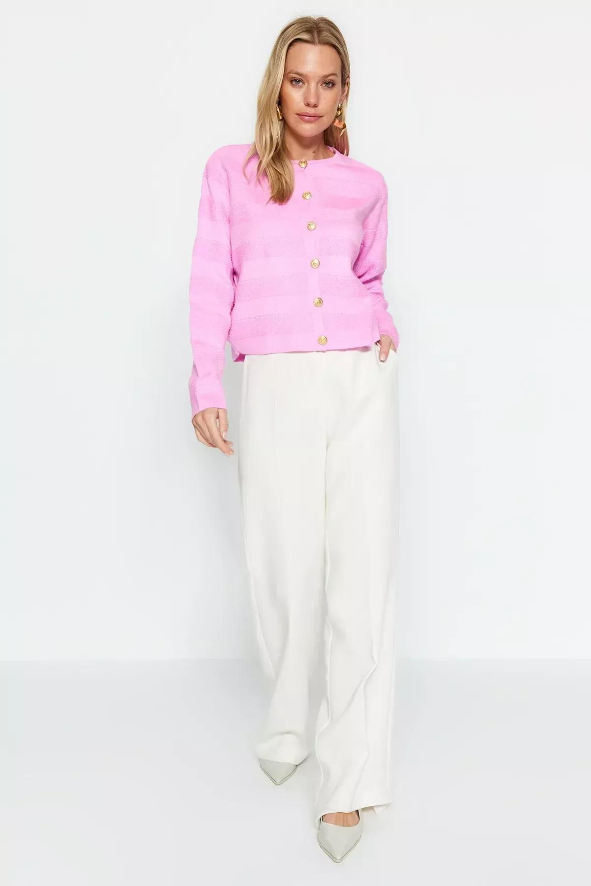 Pink Jacket look Knitwear Cardigan, Pink, large image number 2