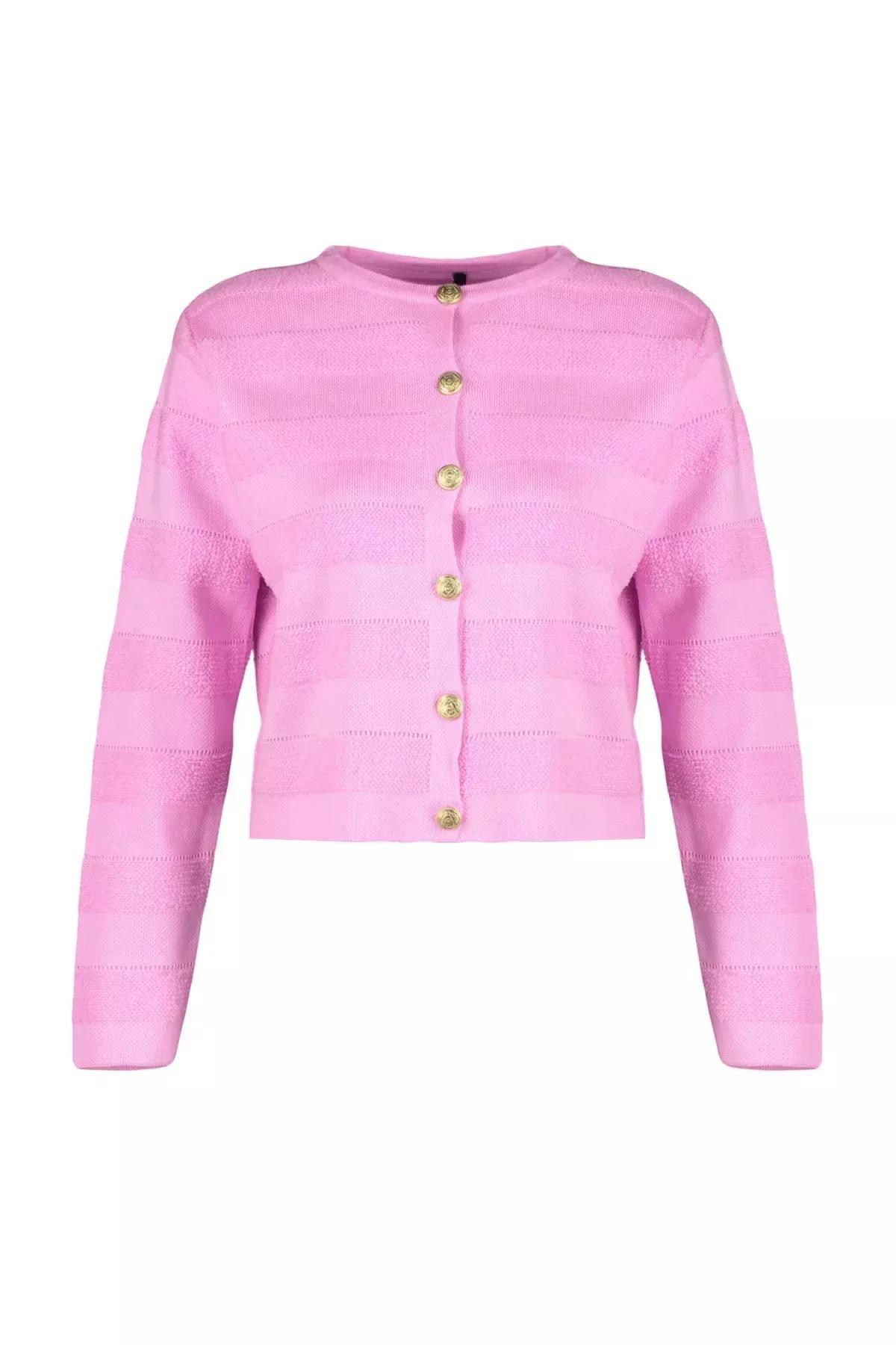 Pink Jacket look Knitwear Cardigan, Pink, large image number 4