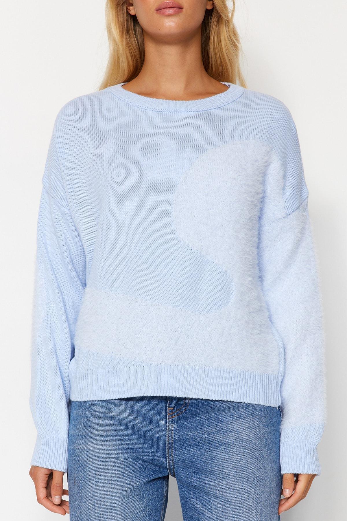 Trendyol - Blue Feather Knitwear Sweater