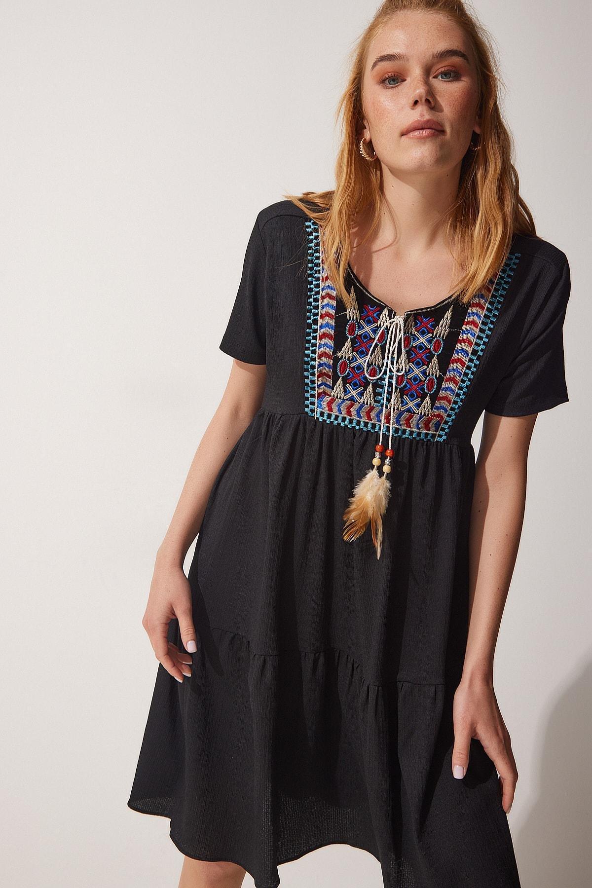 Black A-Line Dress, BLACK, large image number 0