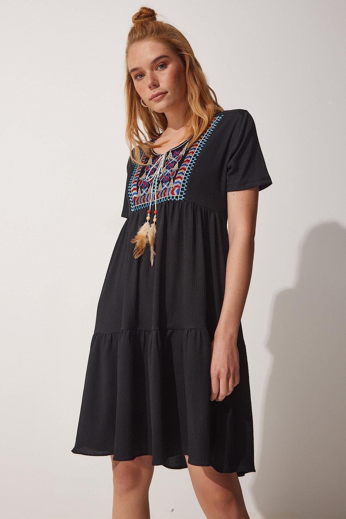 Black A-Line Dress, BLACK, large image number 1