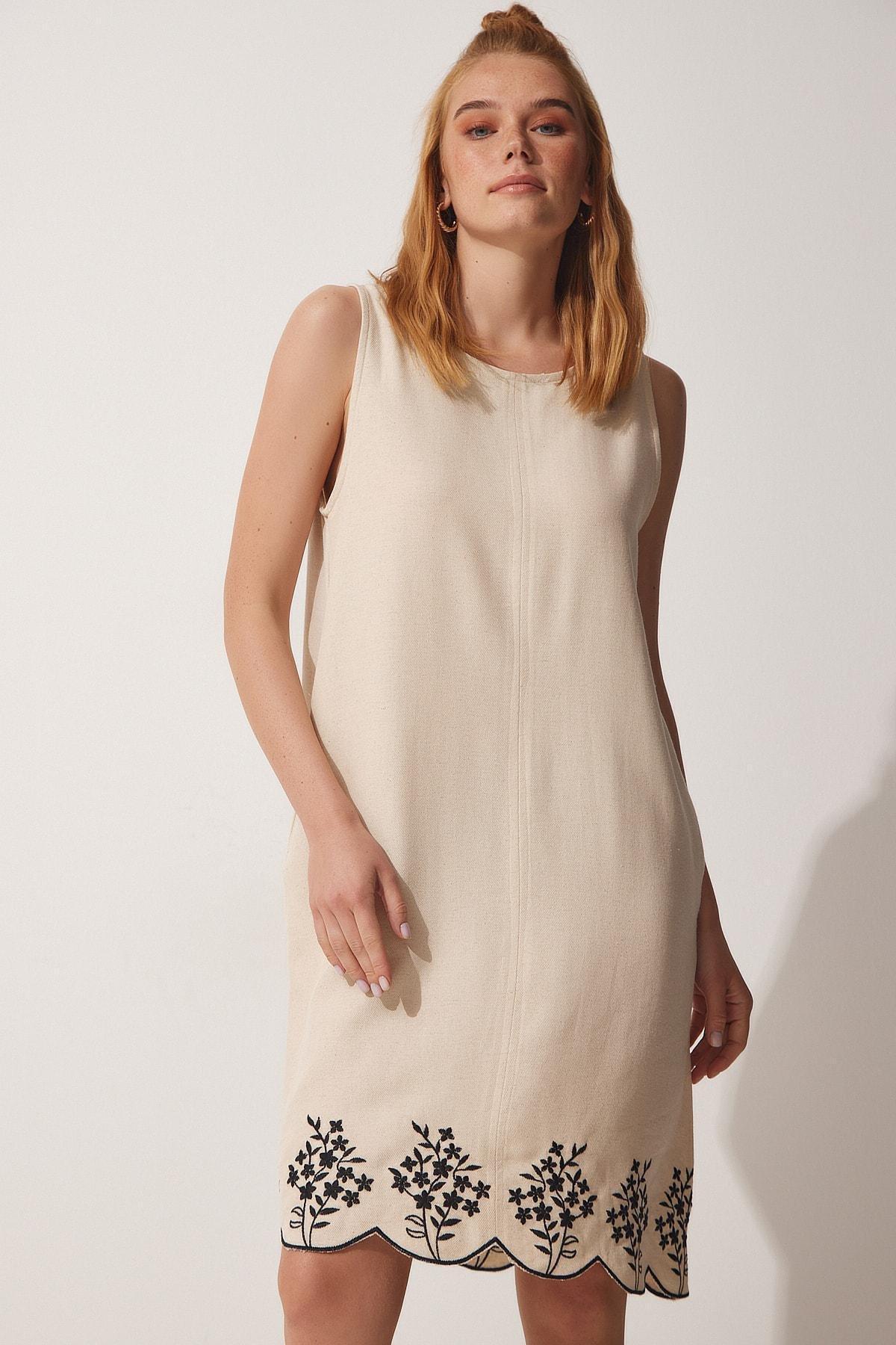 Cream Floral Dress, , large image number 0