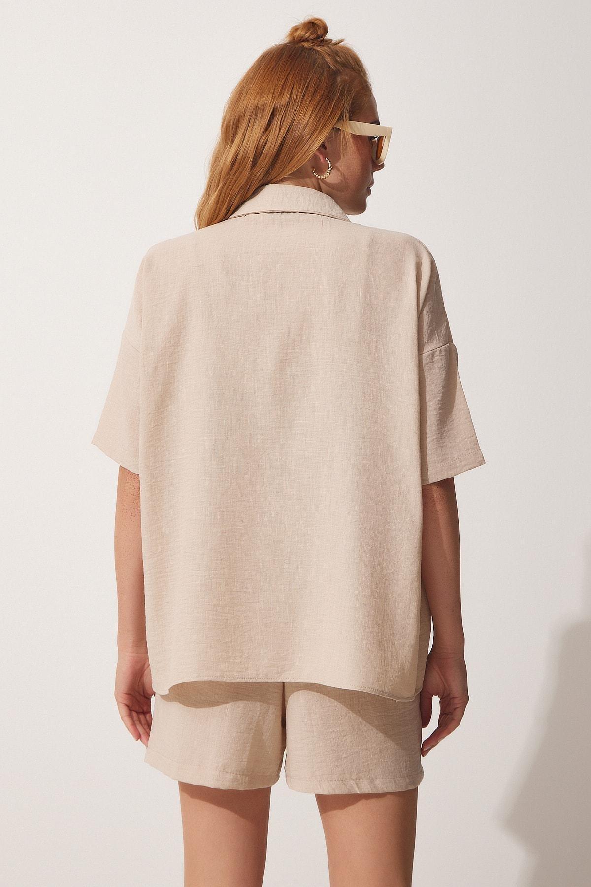 Beige Summer Linen Co-Ord Set, , large image number 4