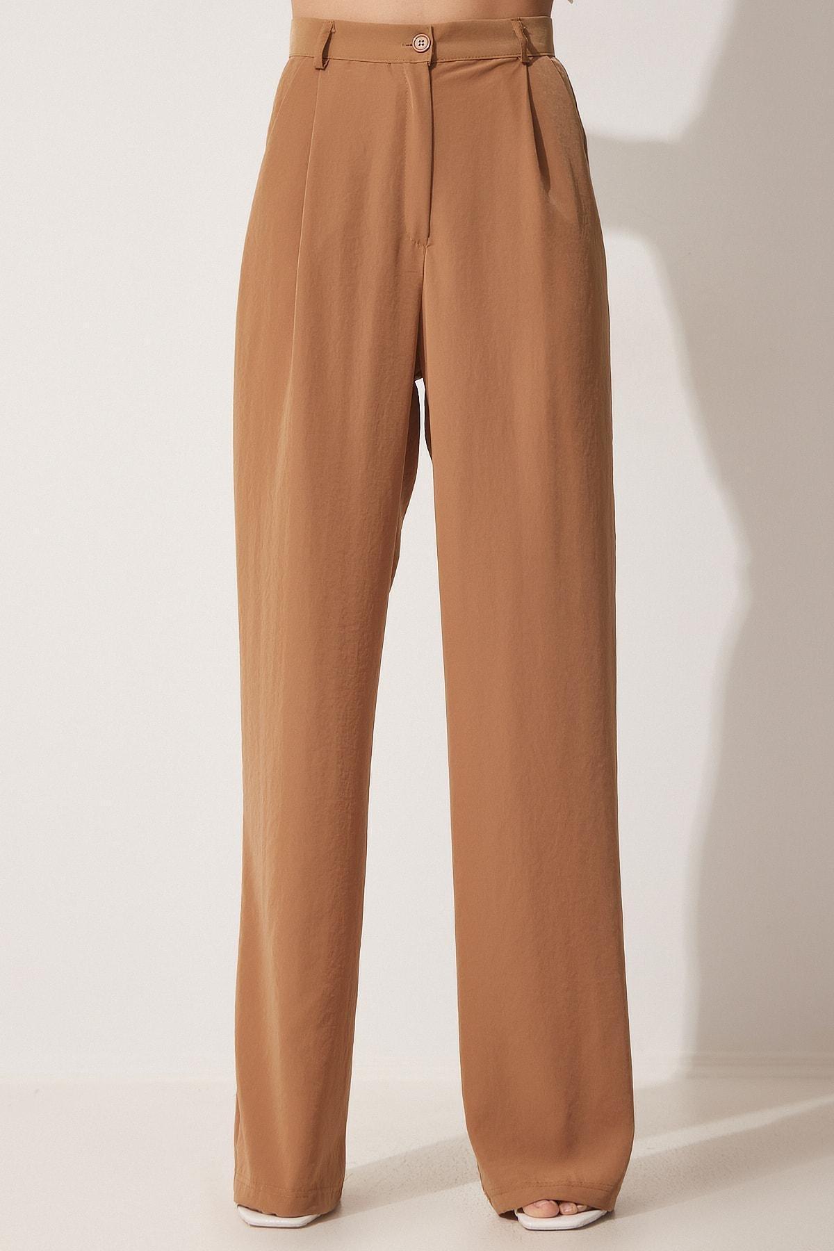 Brown Flowy Palazzo Trousers, , large image number 3