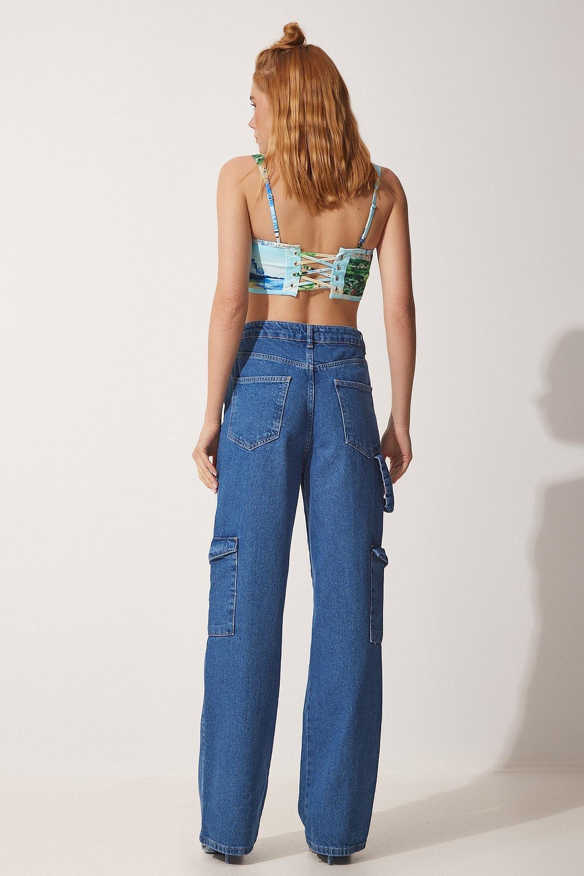 Blue Cargo Jeans, Blue, large image number 4