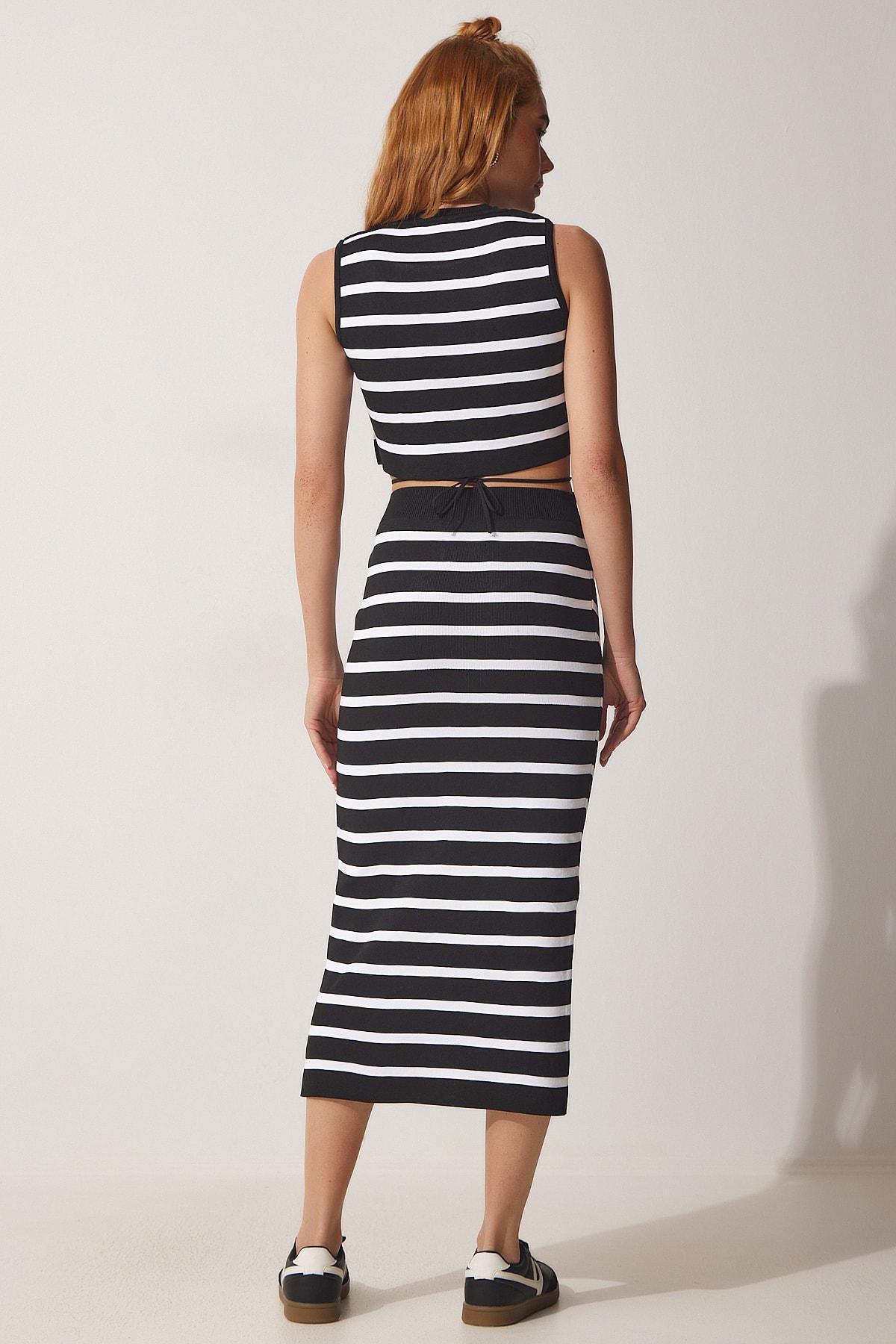 Black Striped Co-Ord Set, BLACK WHITE, large image number 4