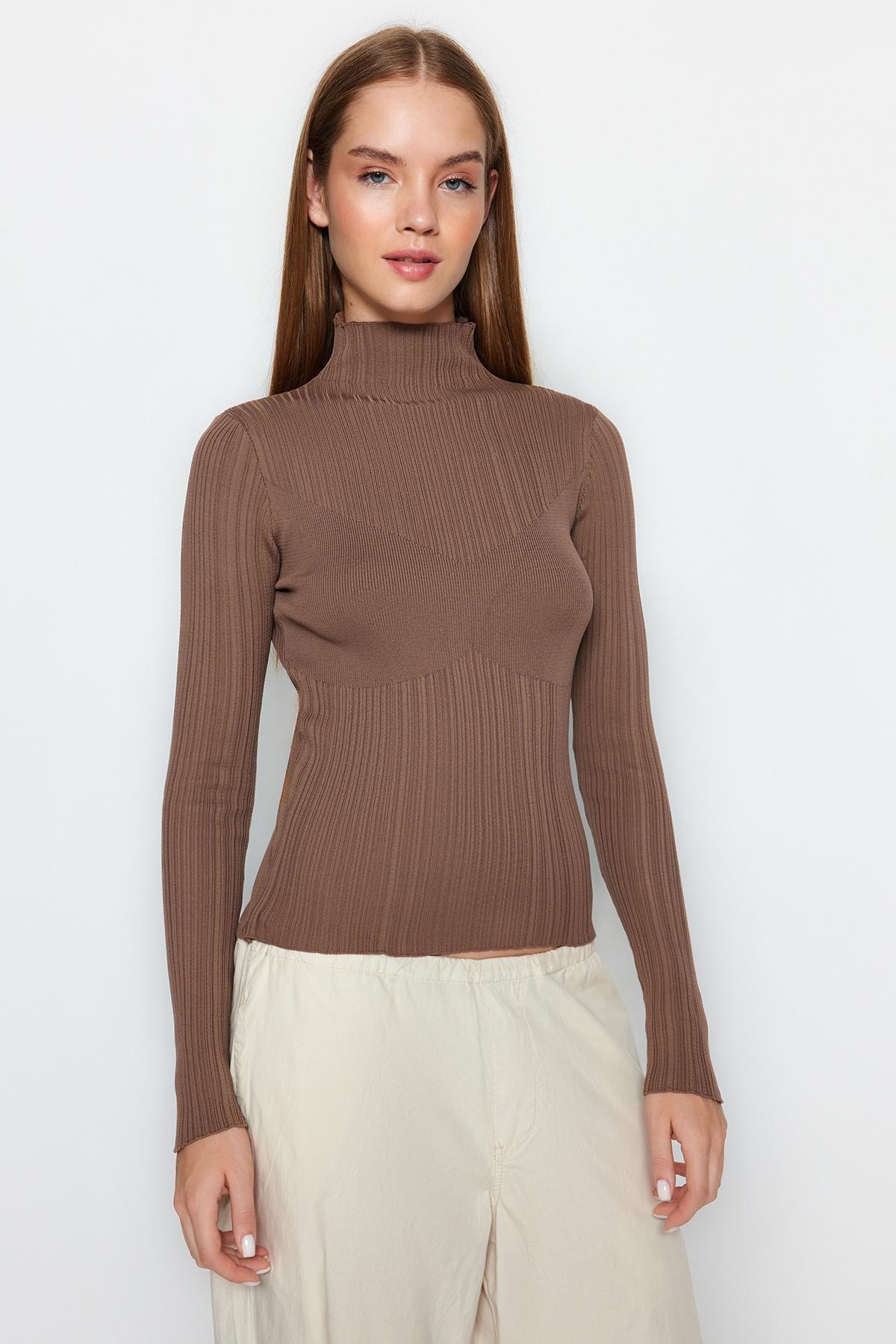 Trendyol - Green Collared Knitted Sweater