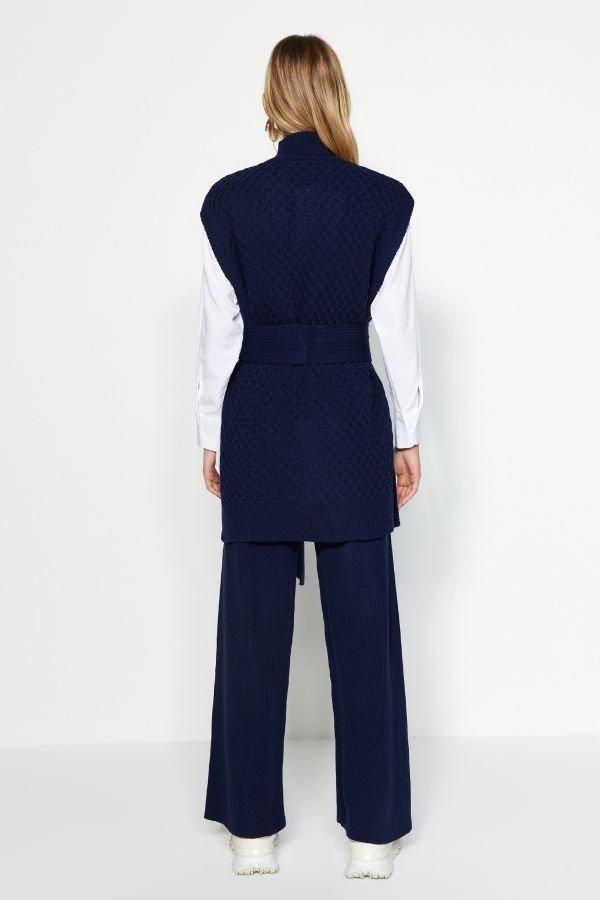 Navy Belted Brass Knitted Co-Ord Set, , large image number 2