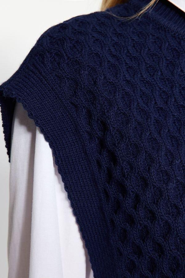 Navy Belted Brass Knitted Co-Ord Set, , large image number 3