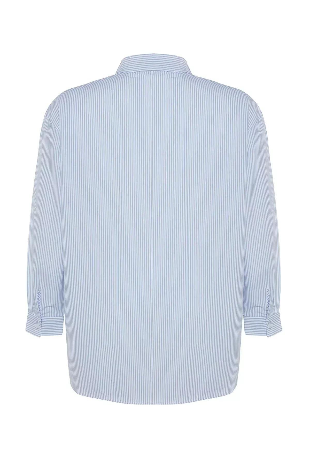 قميص بوبلين مخطط، أزرق, Blue, large image number 6