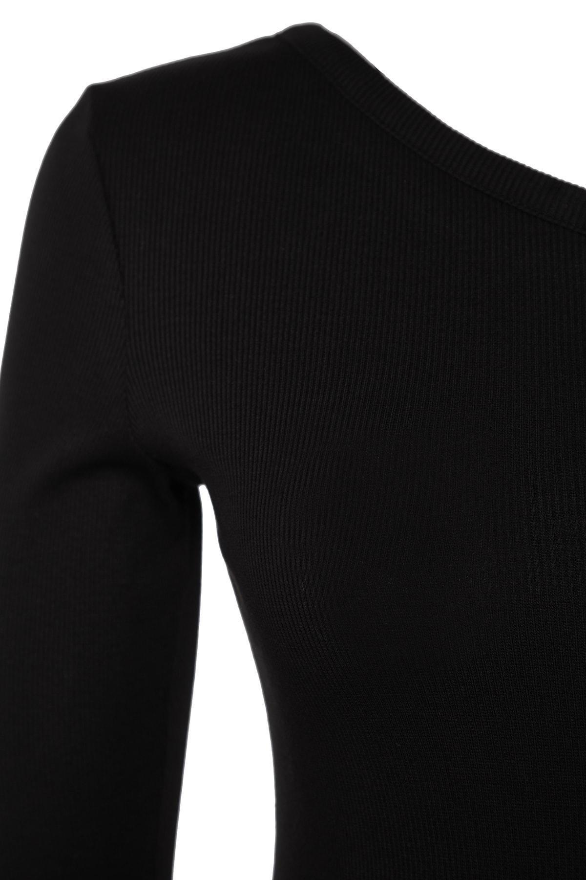Black Fitted Plus Size Blouse, , large image number 6