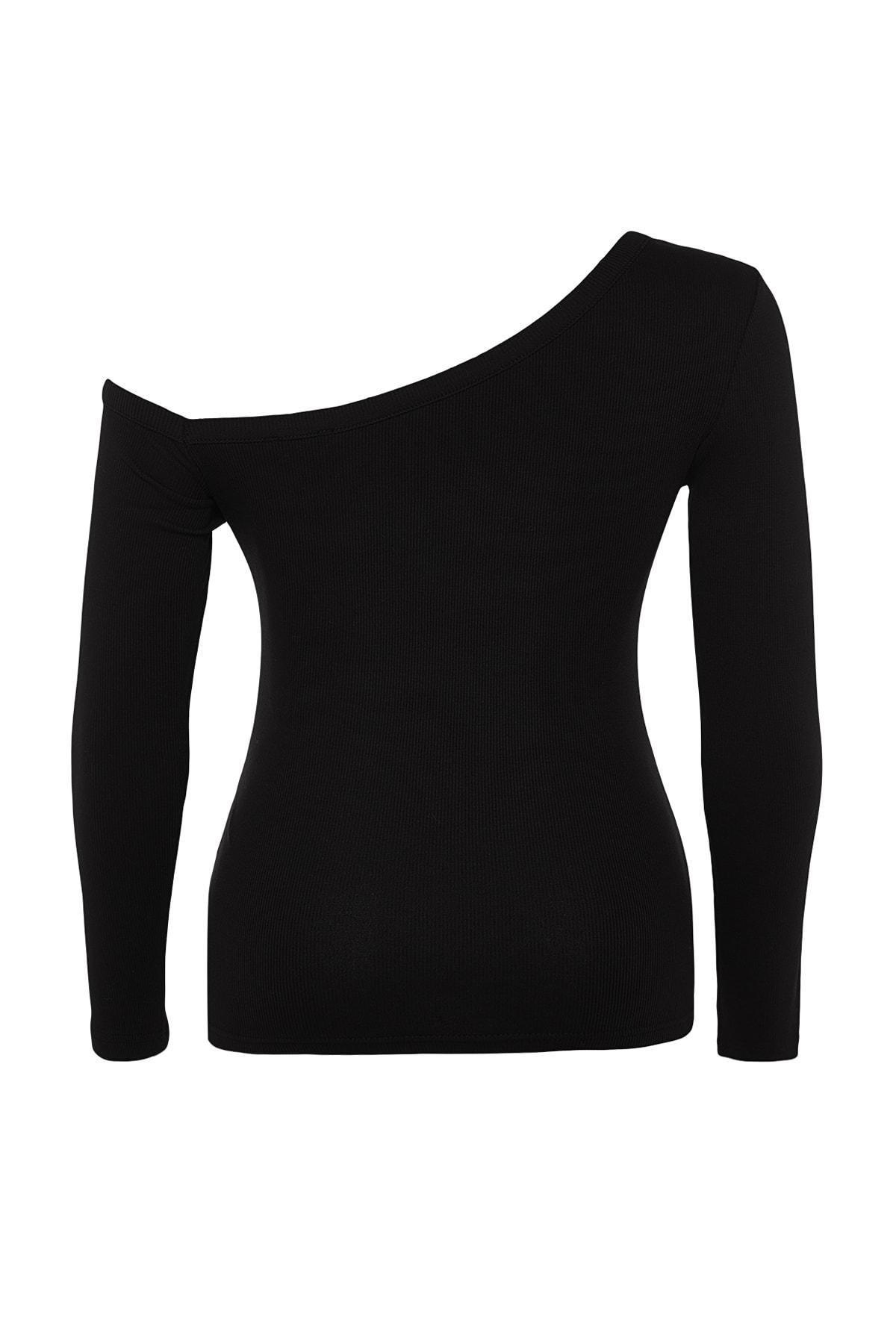 Black Fitted Plus Size Blouse, , large image number 7