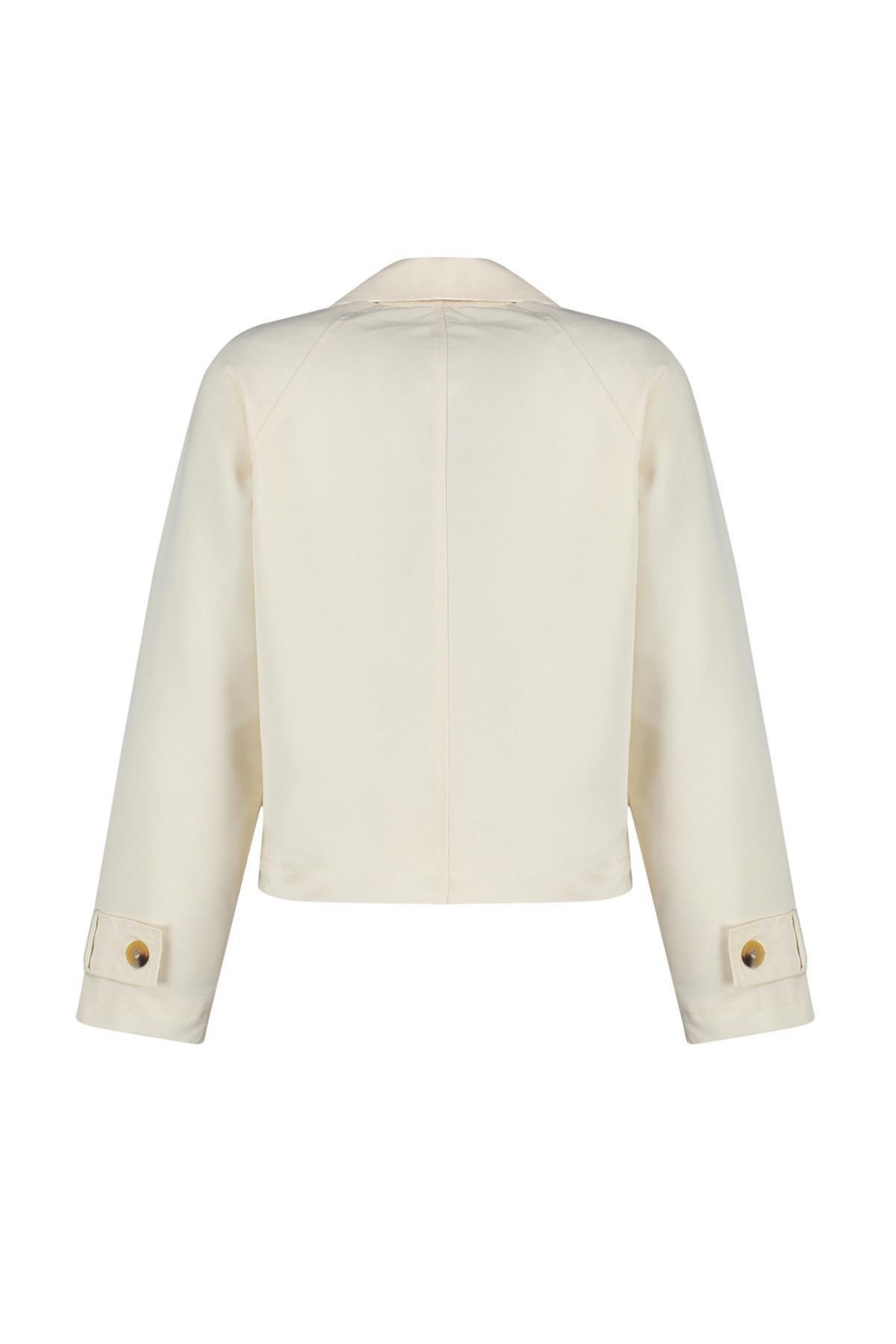 Cream Oversize Crop Water-Repellent Trench Coat, , large image number 7
