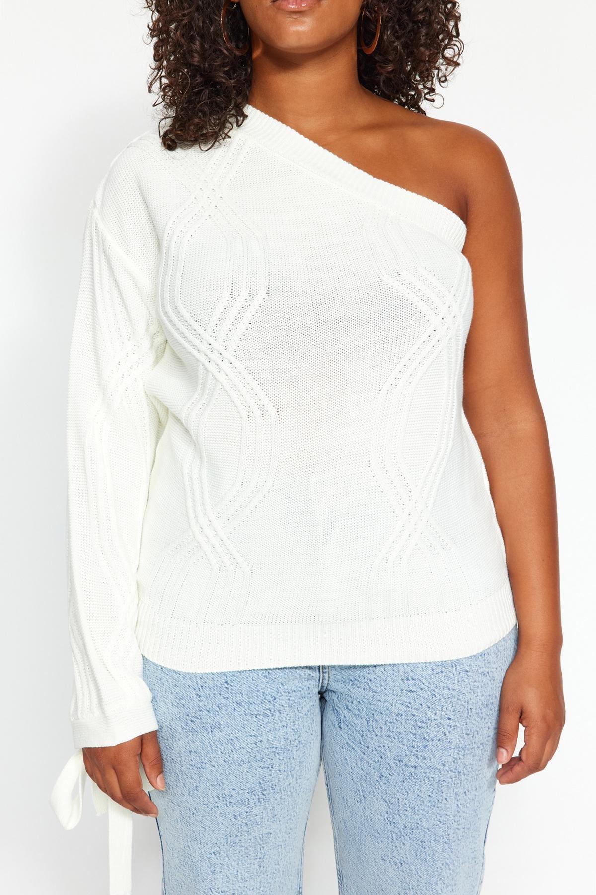 Trendyol - Cream Single Sleeve Knitwear Sweater