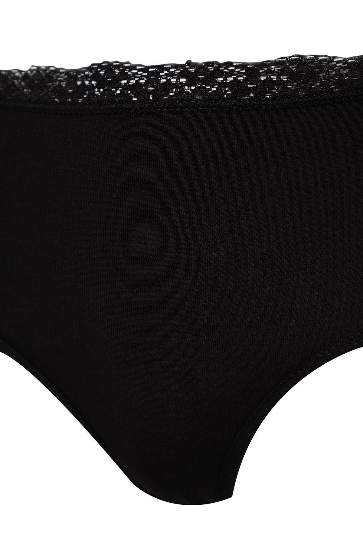 Black Cotton Lace Detail Hipster Panties , Set Of 3, , large image number 5