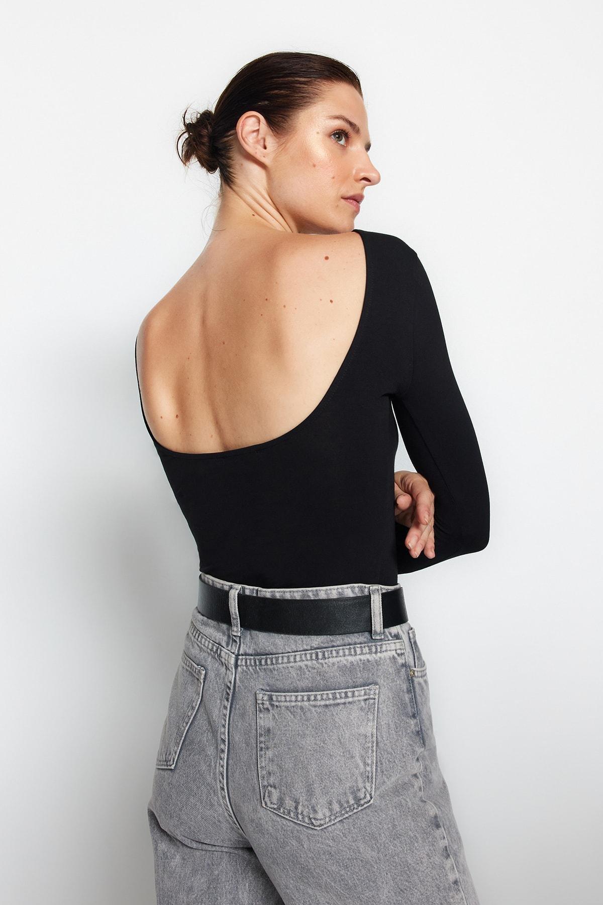 Black Open Back Blouse, , large image number 0