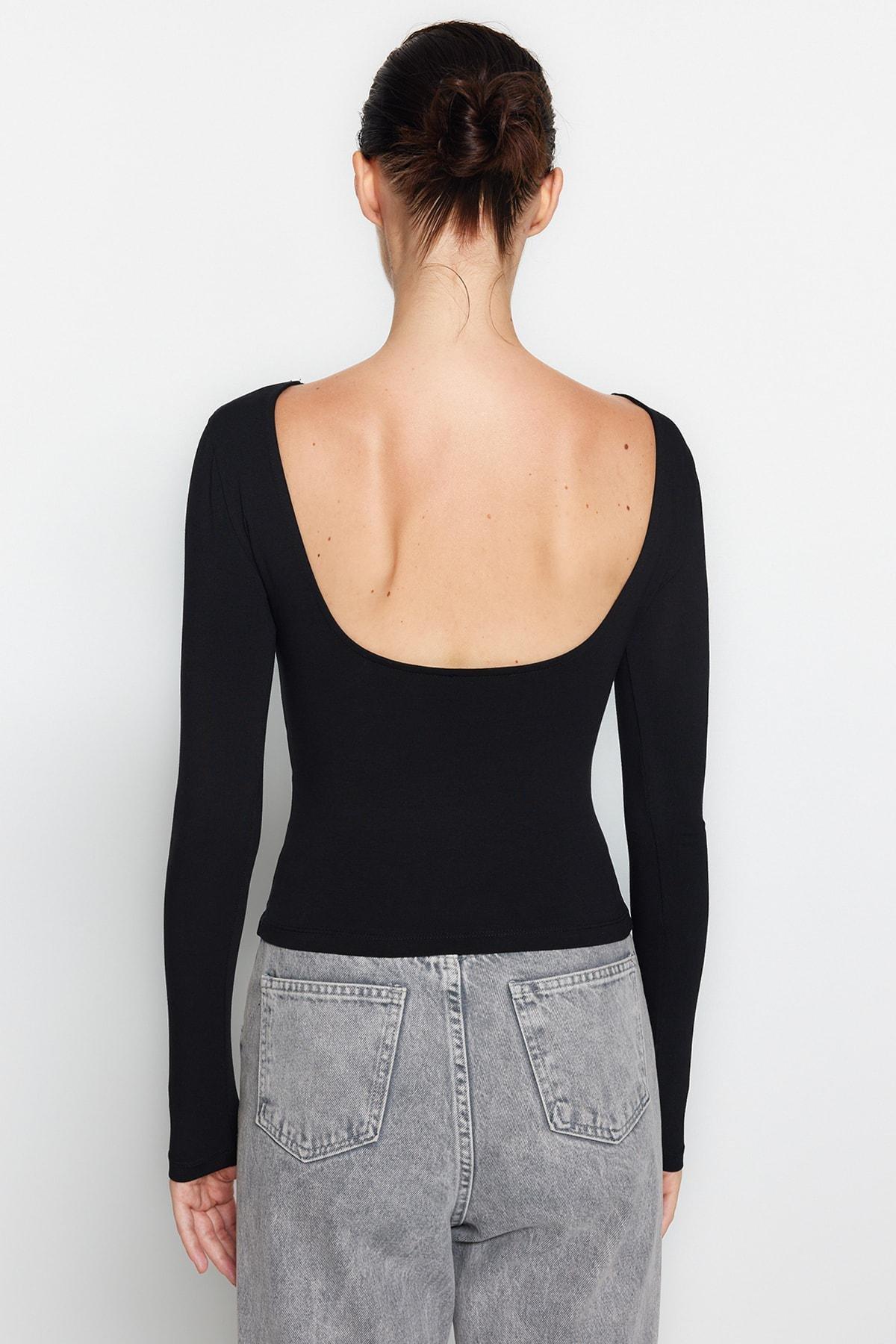 Black Open Back Blouse, , large image number 5