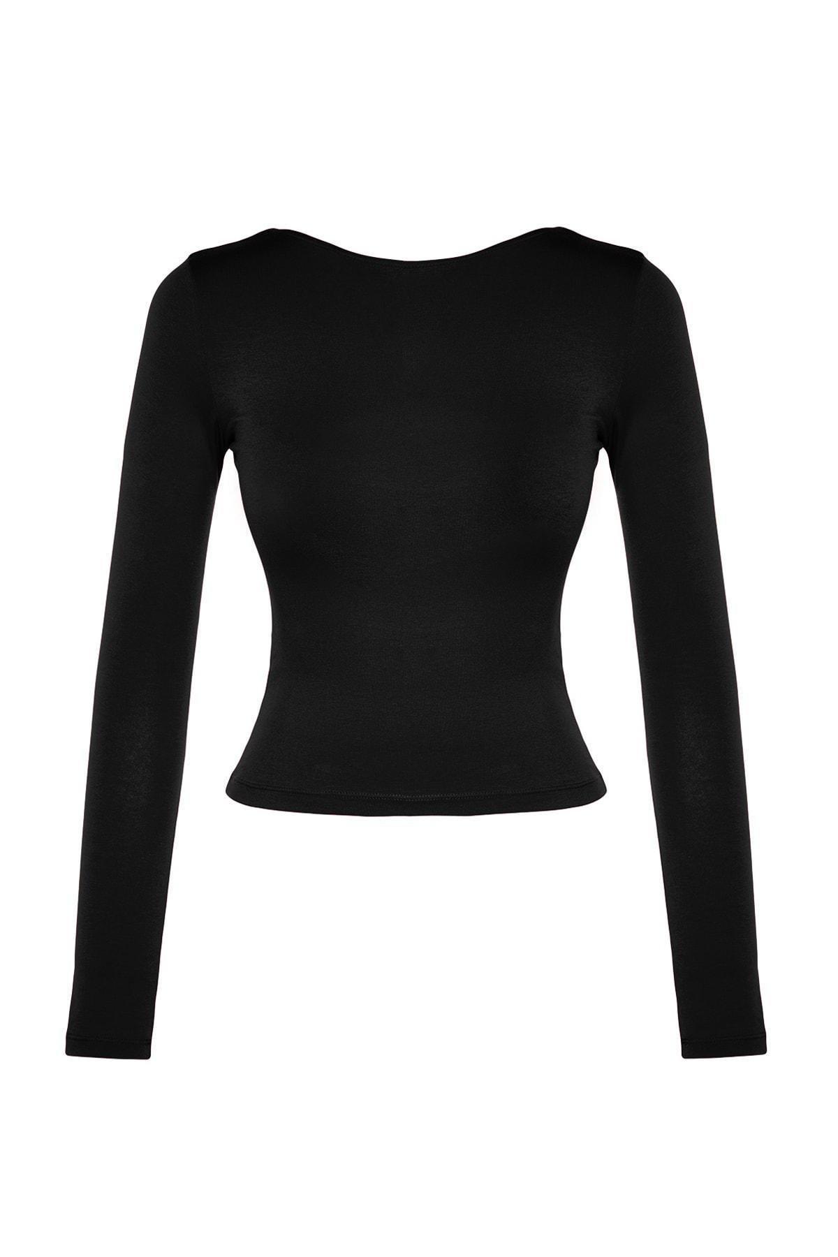 Black Open Back Blouse, , large image number 6