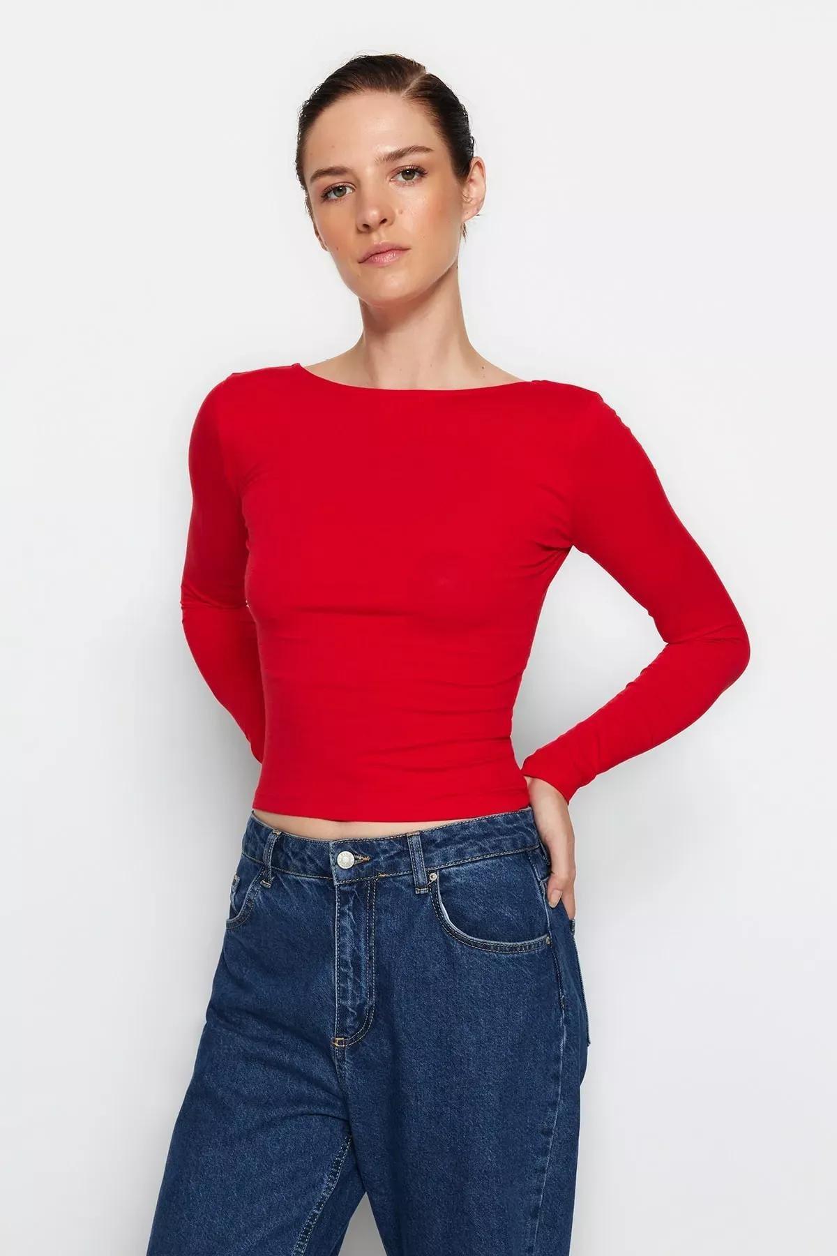 Red Slim Fit Blouse, Red, large image number 4