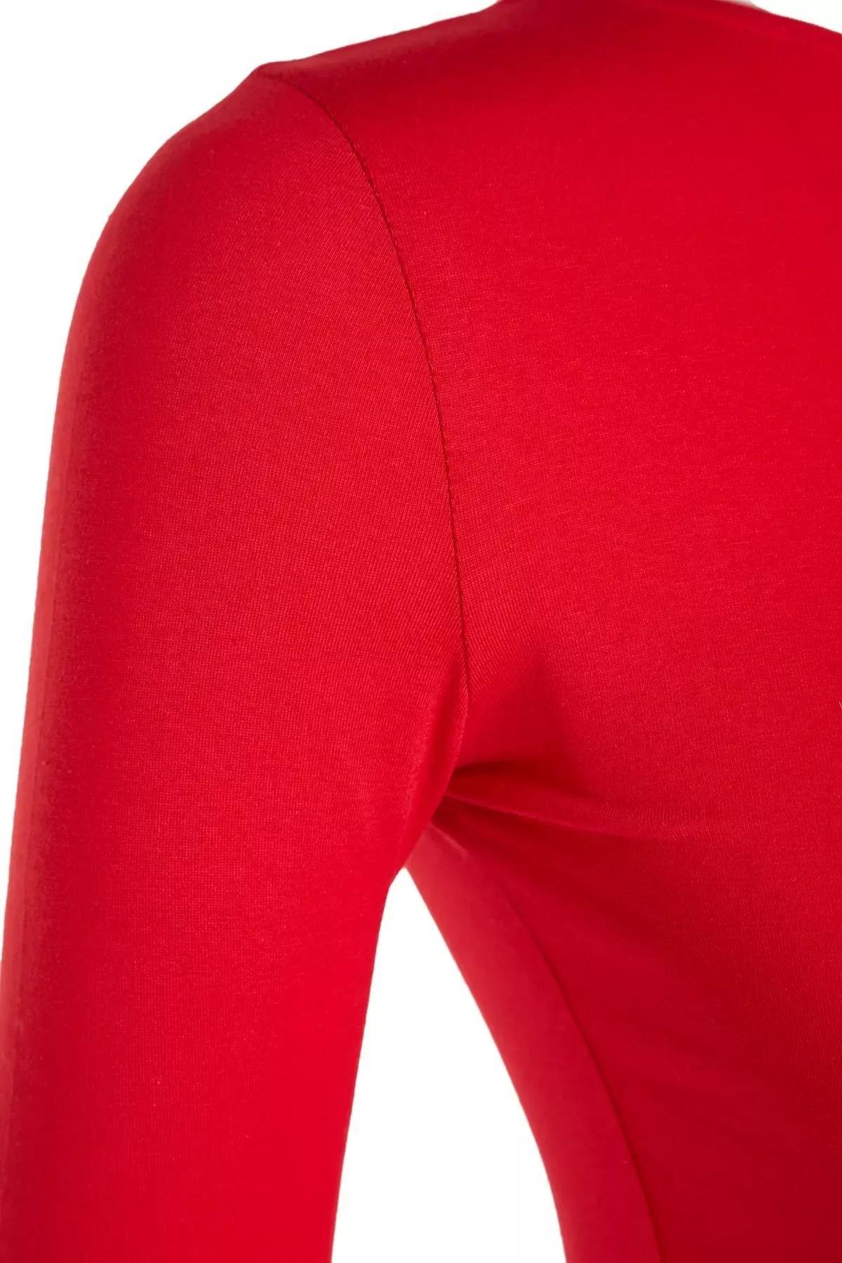 بلوزة بقصة سليم فت، أحمر, Red, large image number 6