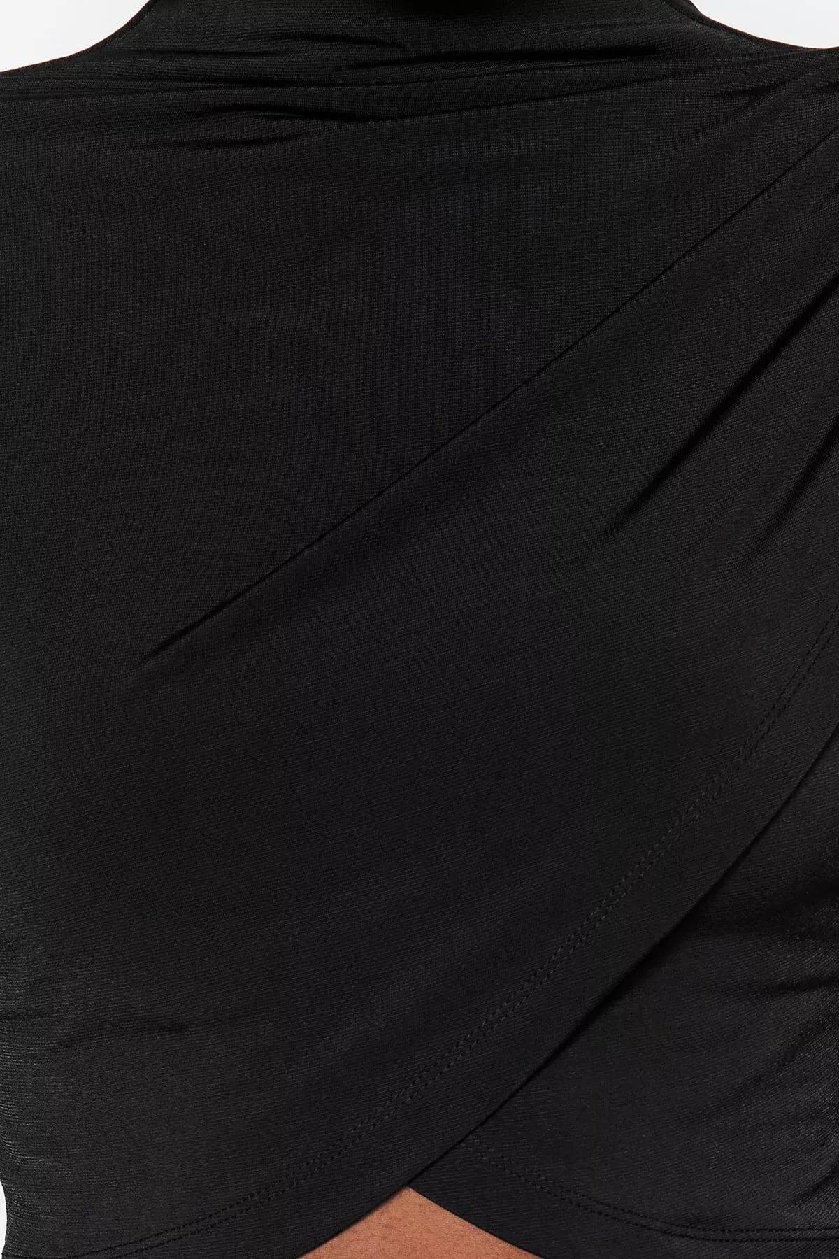 بلوزة قصيرة بياقة قائمة، أسود, BLACK, large image number 3