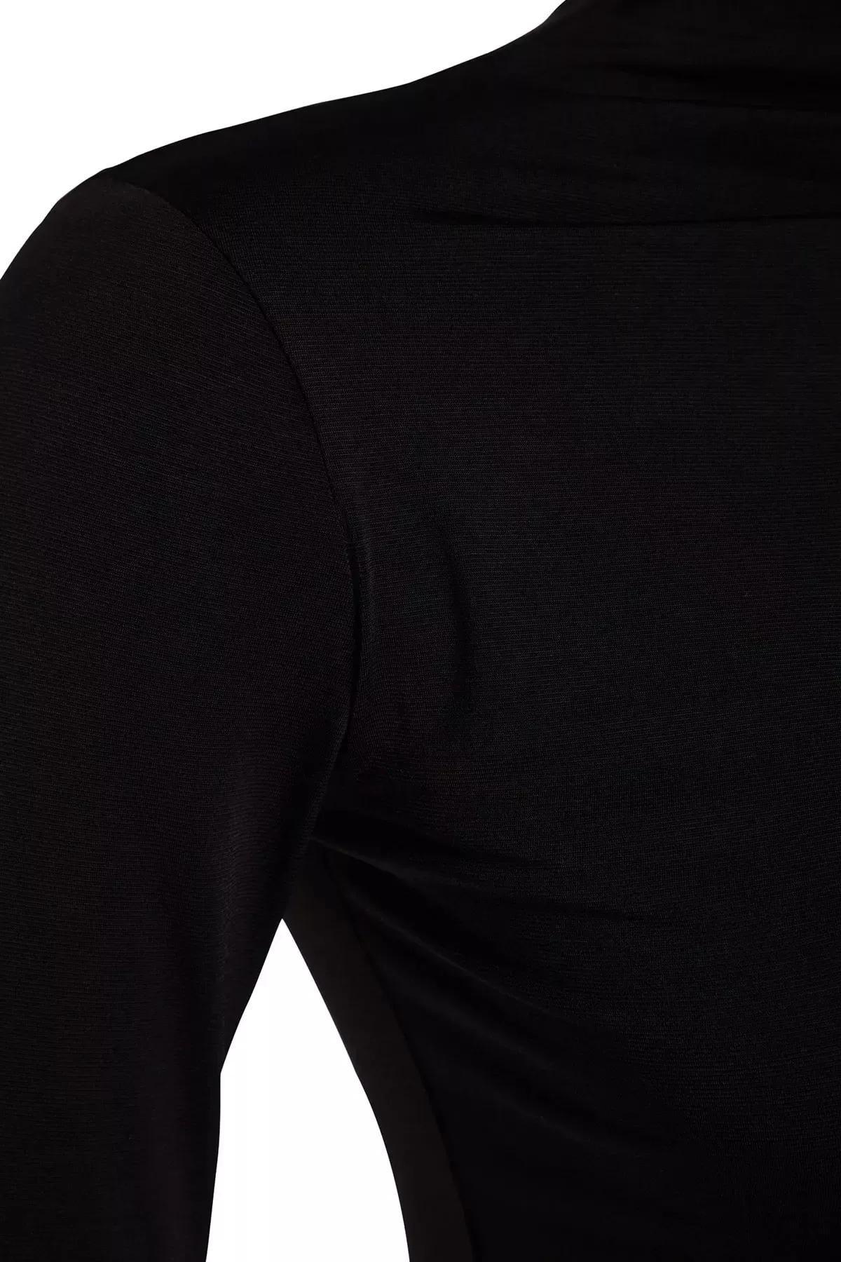 بلوزة قصيرة بياقة قائمة، أسود, BLACK, large image number 6