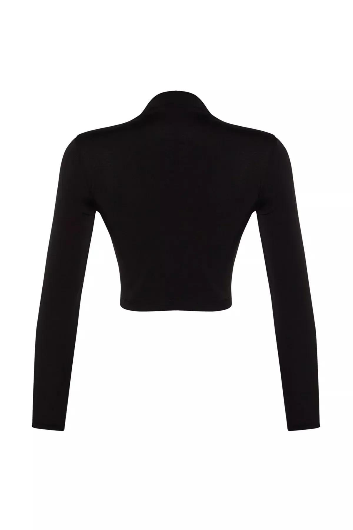 بلوزة قصيرة بياقة قائمة، أسود, BLACK, large image number 7