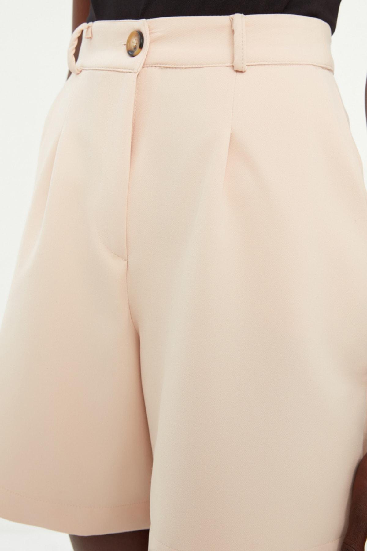 Beige High Waist Straight Shorts, , large image number 6