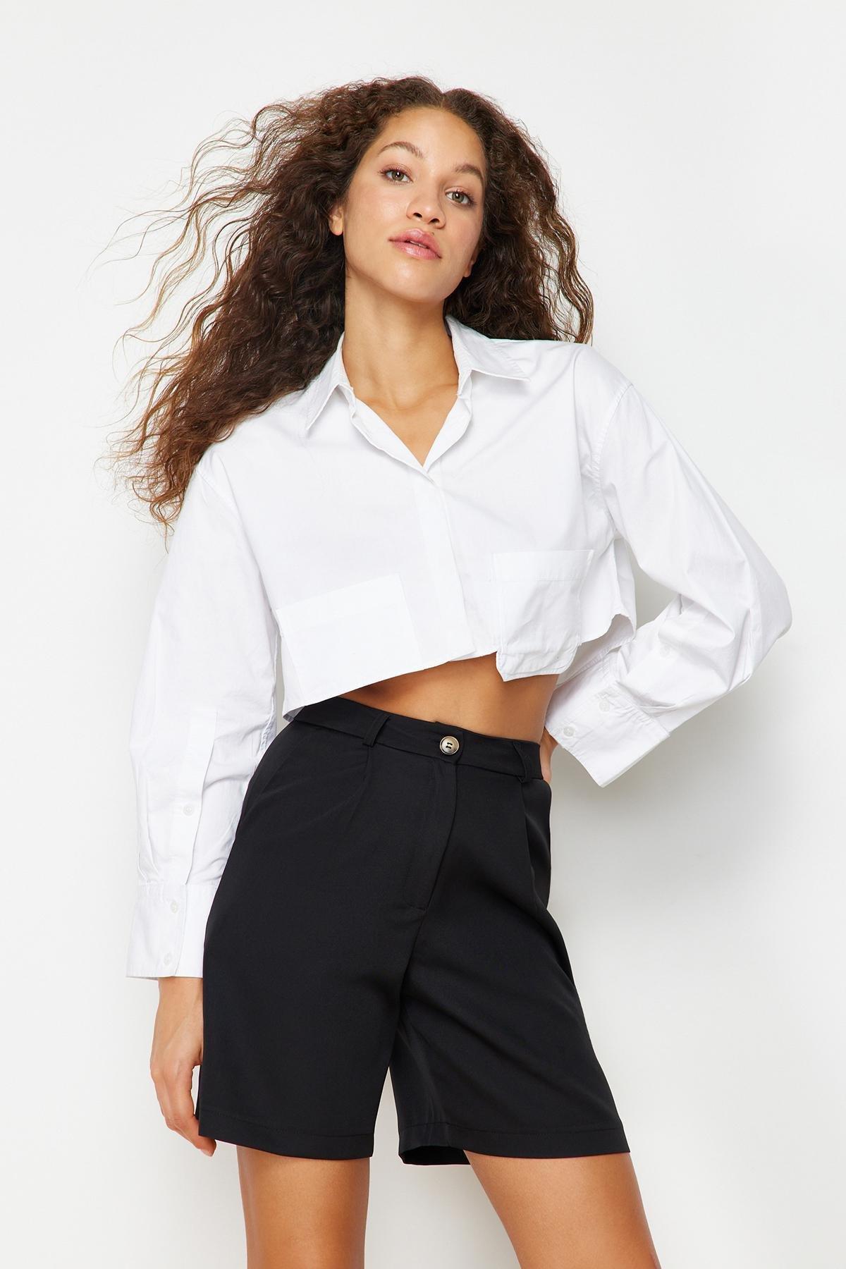 Black High Waist Shorts, Black, large image number 4