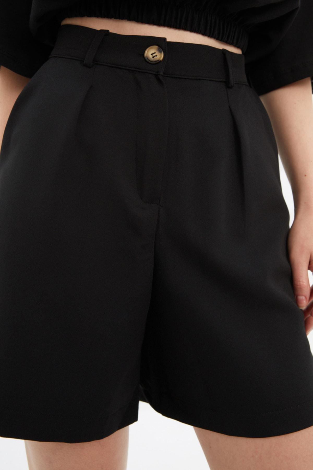 Black High Waist Shorts, Black, large image number 7