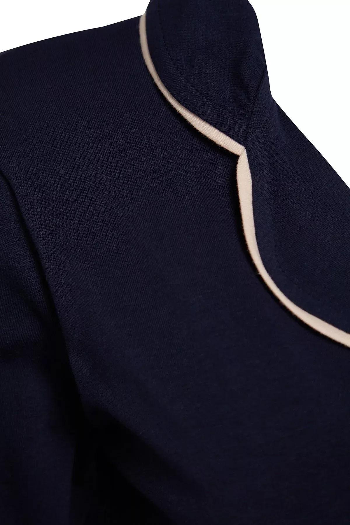 Navy Blue Cotton Piping Detailed Shirt-Pants Knitted Pajamas Set THMAW24PT00025, 2 pcs, C101_4136, large image number 7