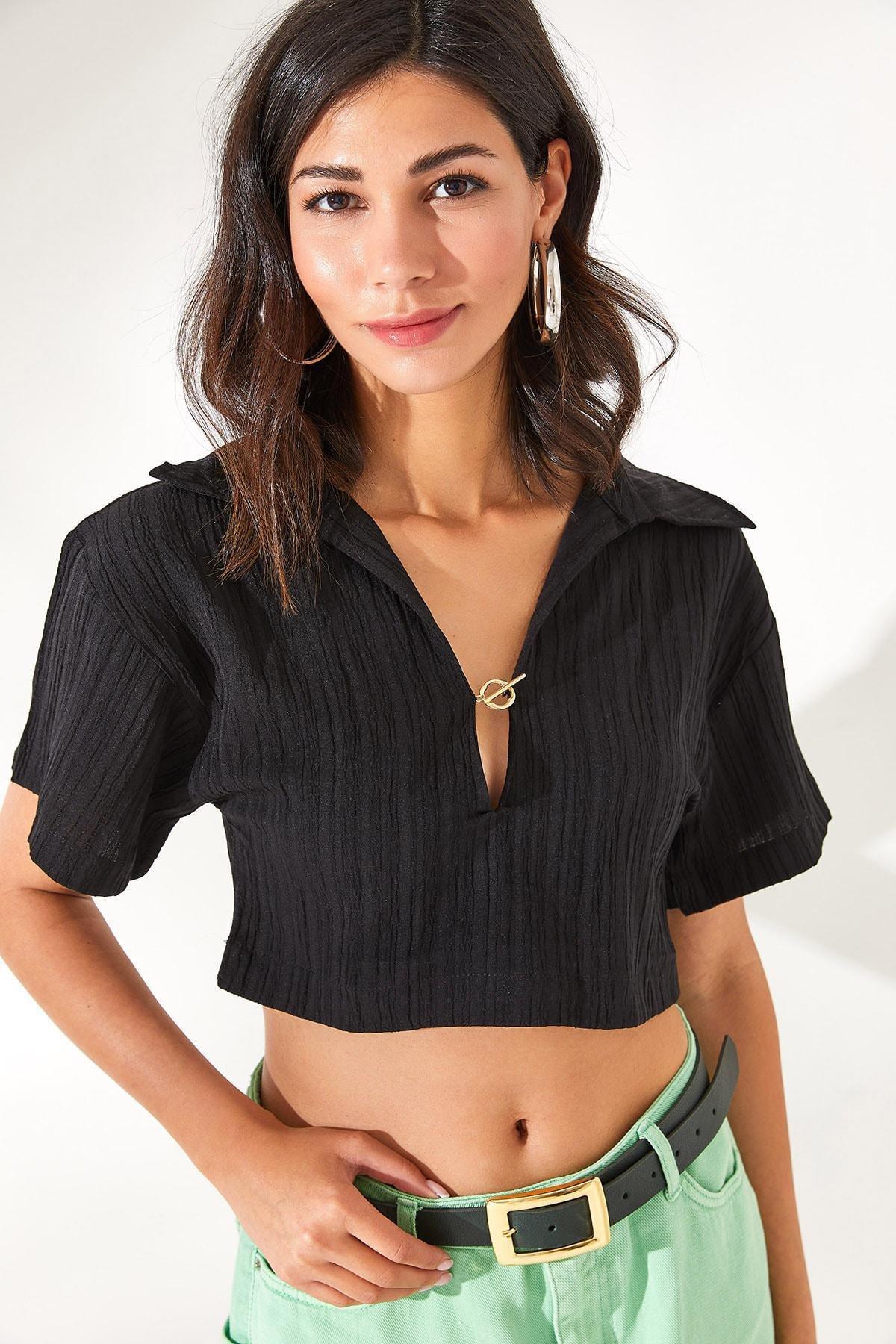 Black Fitted Blouse, BLACK, large image number 0